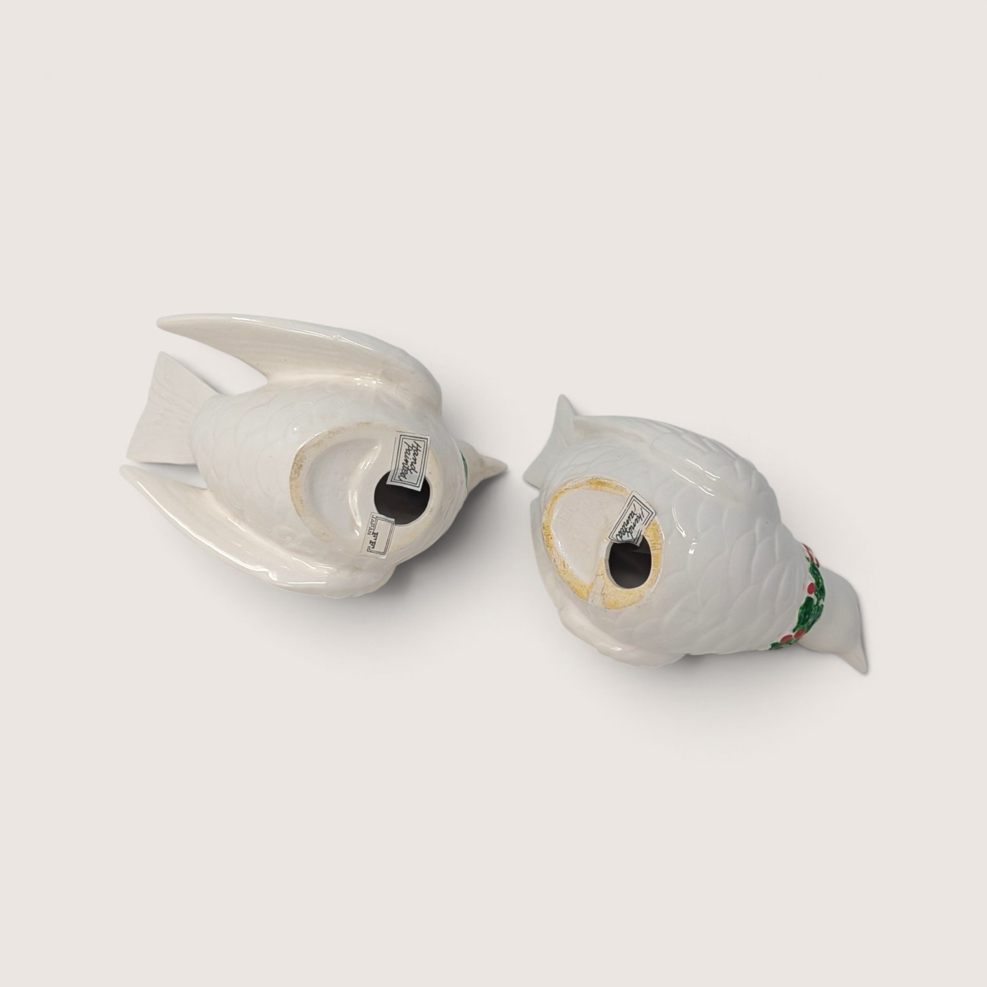 Vintage Fitz And Floyd Ceramic Christmas Dove Candle Holders
