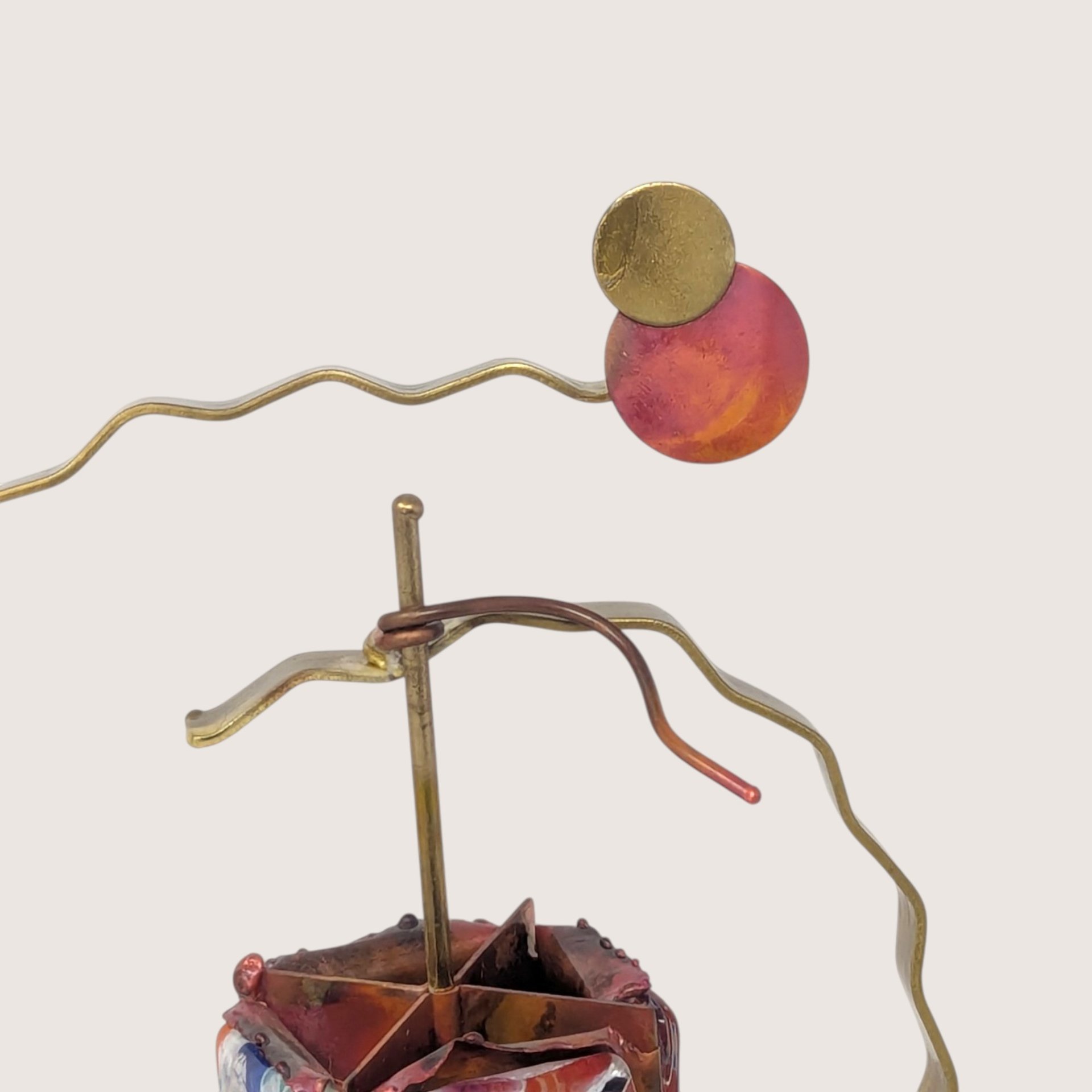 Vintage Metal Sculpture Spinning Dreidel Judaica Art