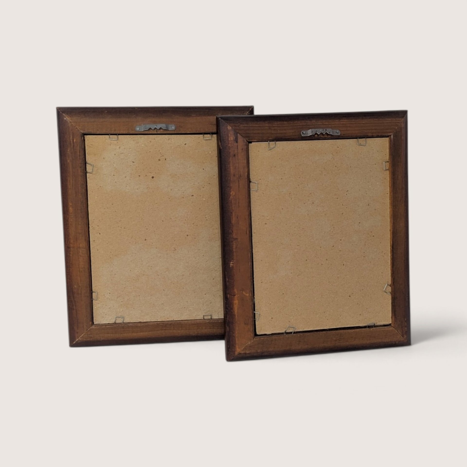 Vintage Asian Wood Framed Botanical Bird Art Prints Pair