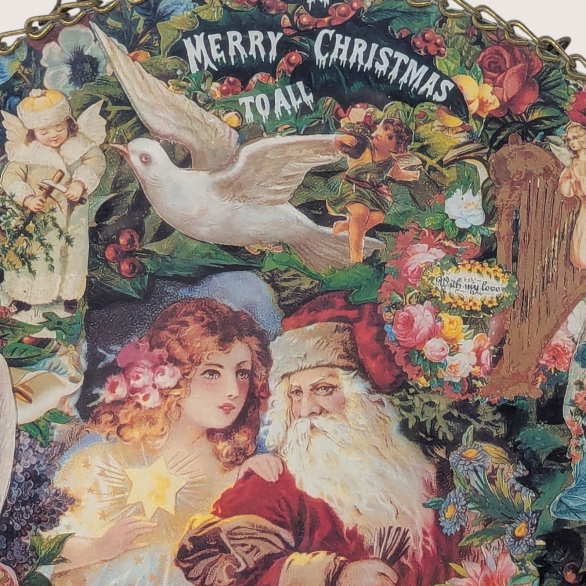Vintage Victorian Style Christmas Collage Wall Hanging