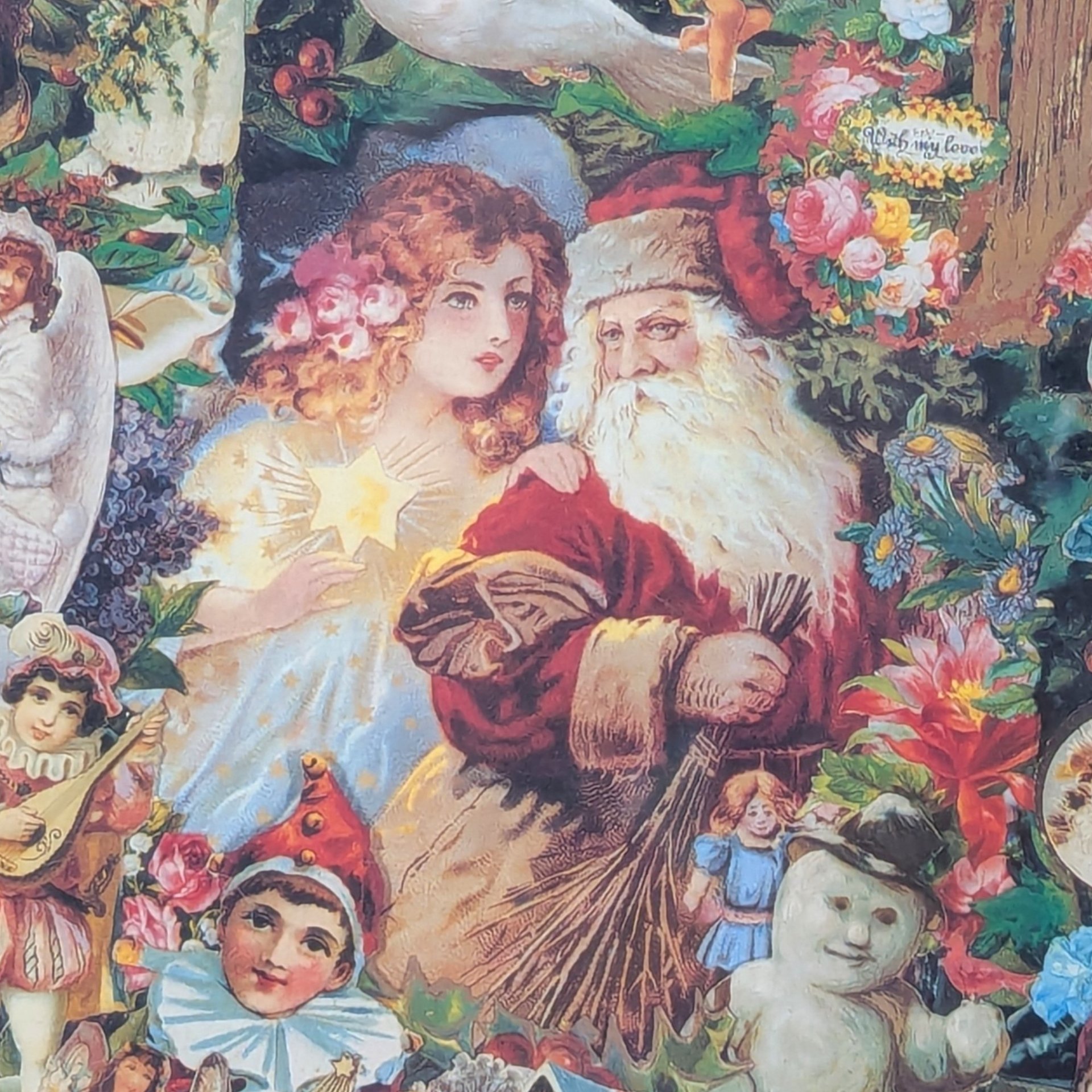 Vintage Victorian Style Christmas Collage Wall Hanging