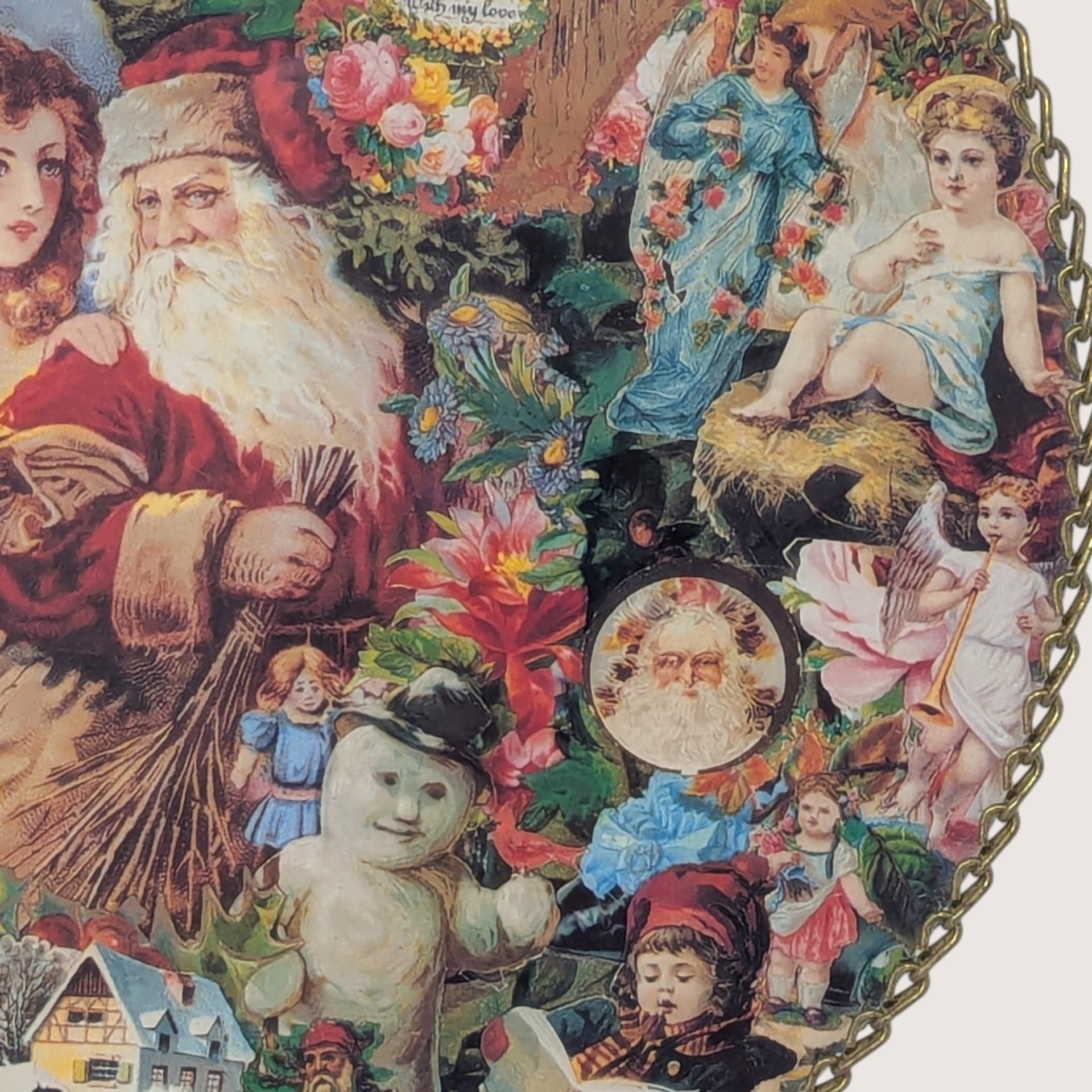 Vintage Victorian Style Christmas Collage Wall Hanging