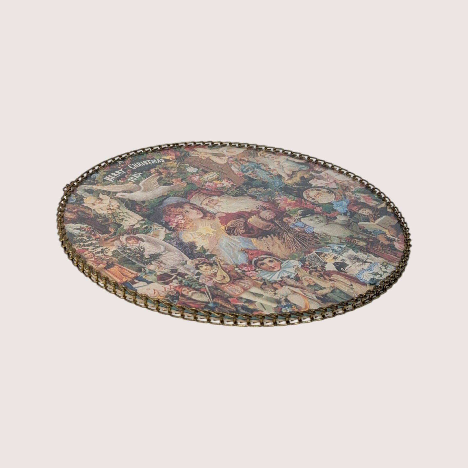 Vintage Victorian Style Christmas Collage Wall Hanging