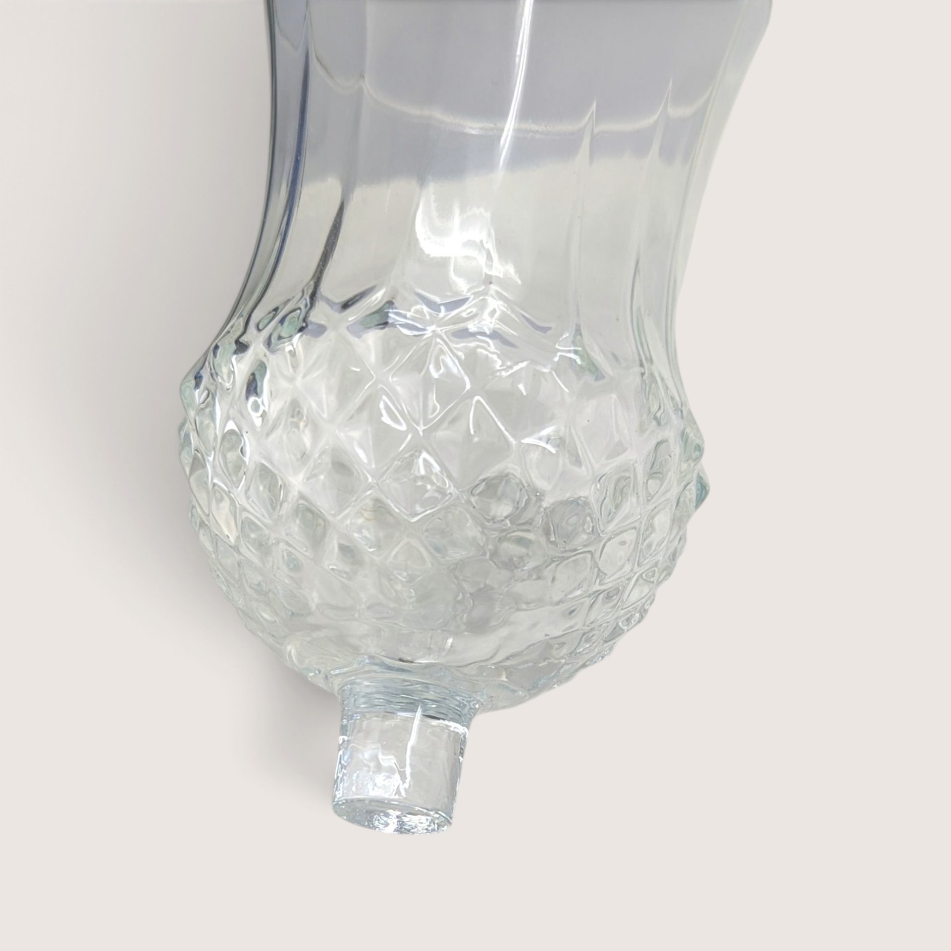 Vintage Clear Glass Peg Votive Candle Holder Pair