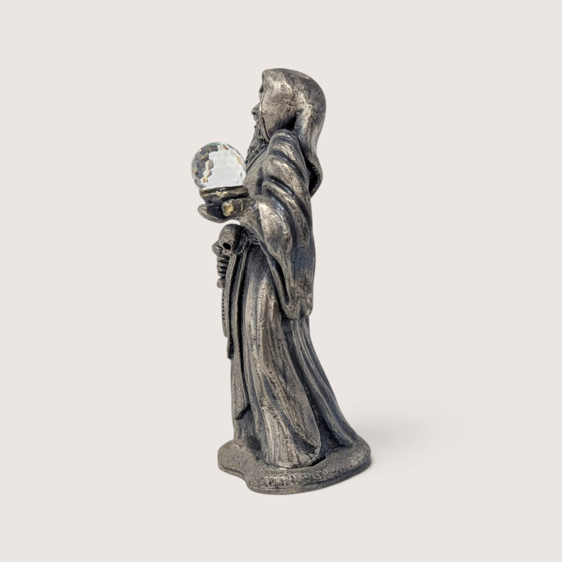 Vintage The Giant Sorcerer Pewter Crystal Ball Figurine