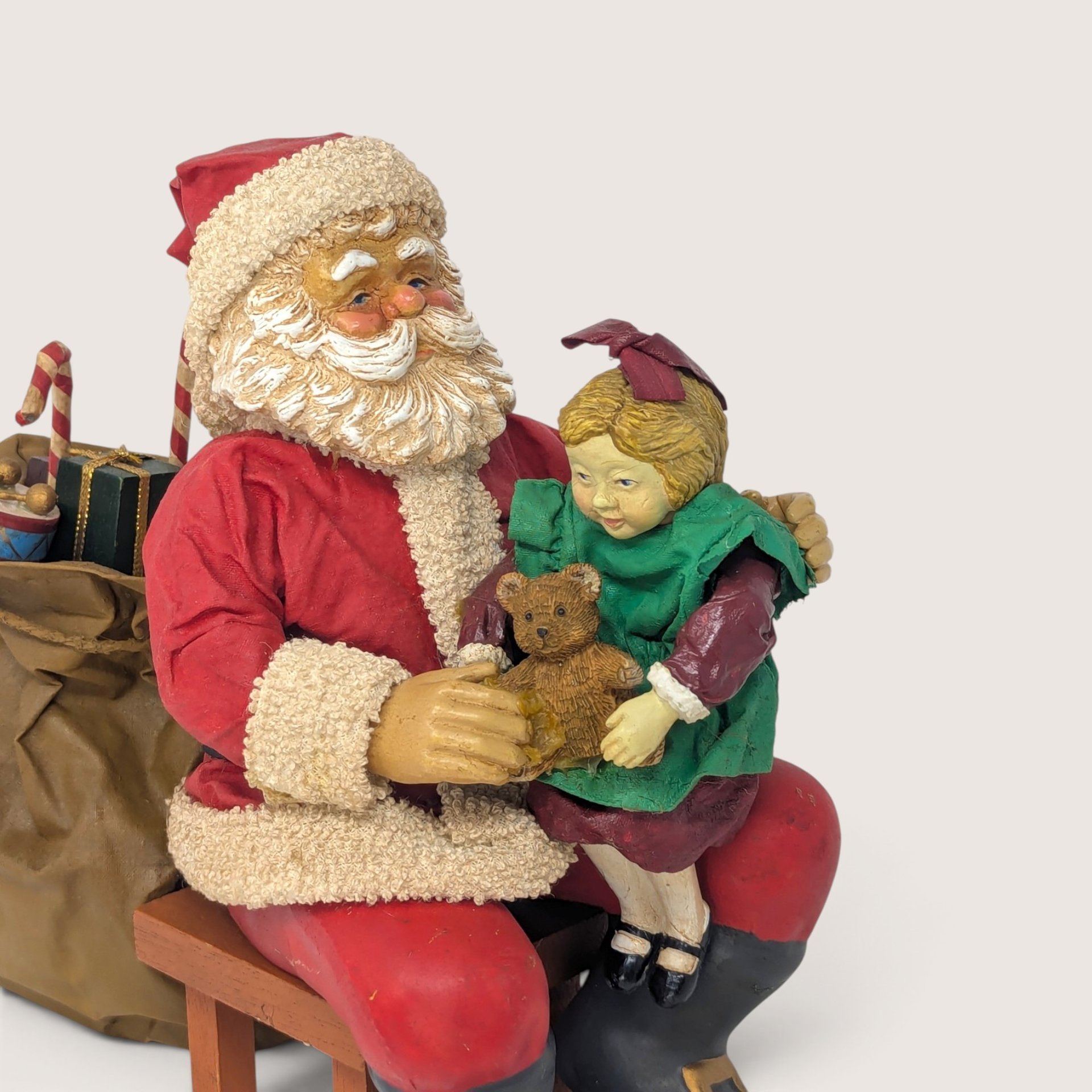 Vintage Santa With Child Resin Figurine