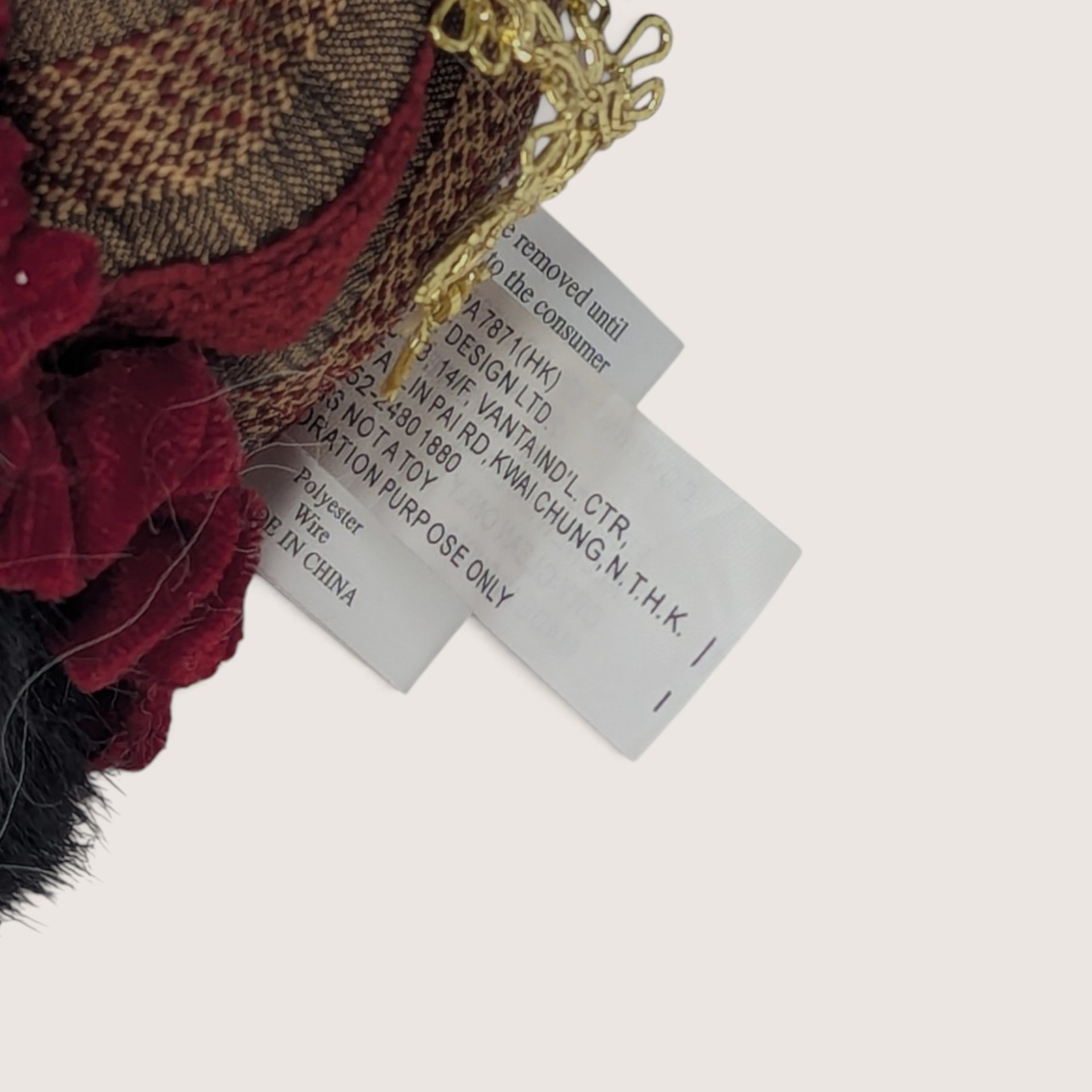 Vintage Santa Head Ornament Ornate Velvet Flower Hat