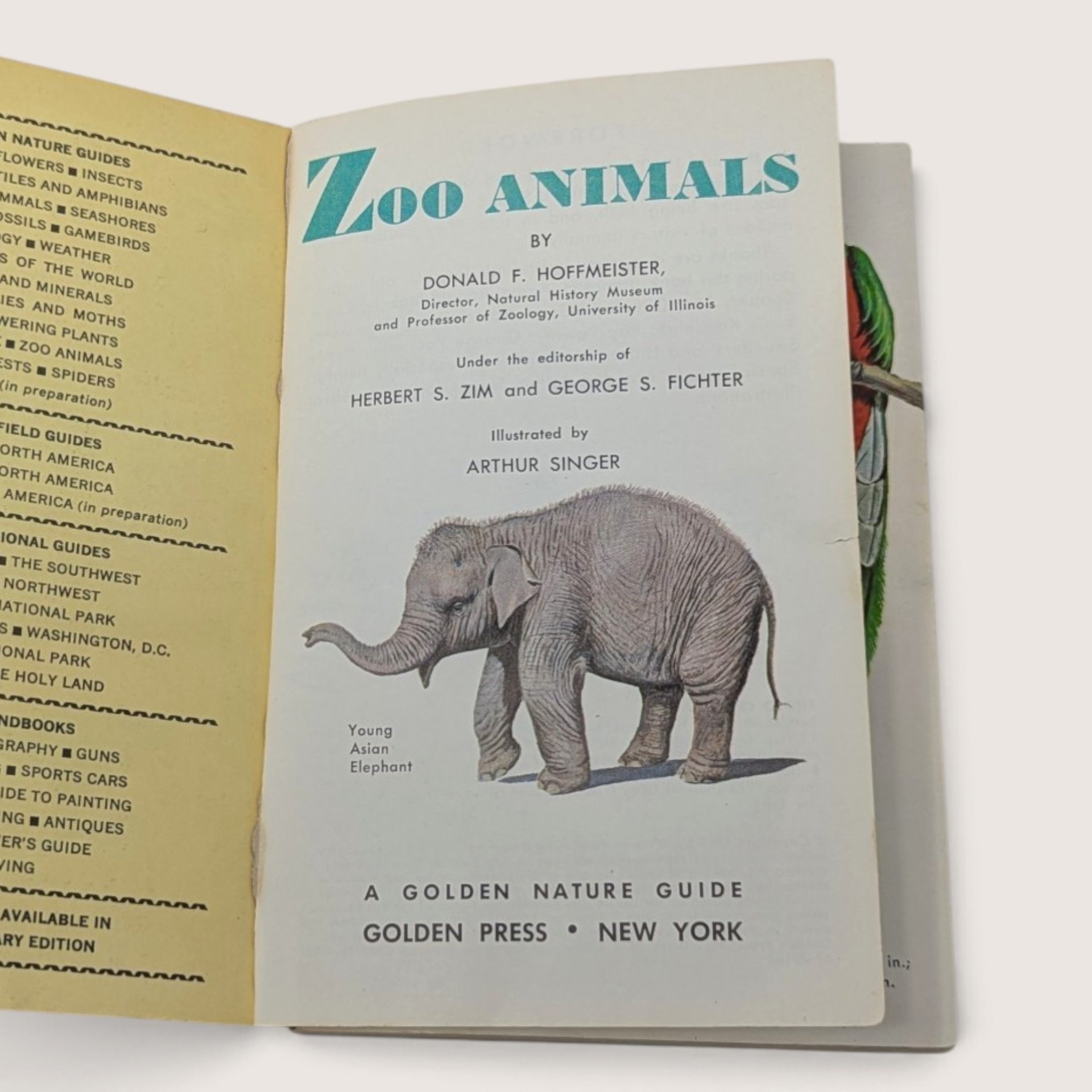 1967 Zoo Animals Golden Nature Guide Softcover Book