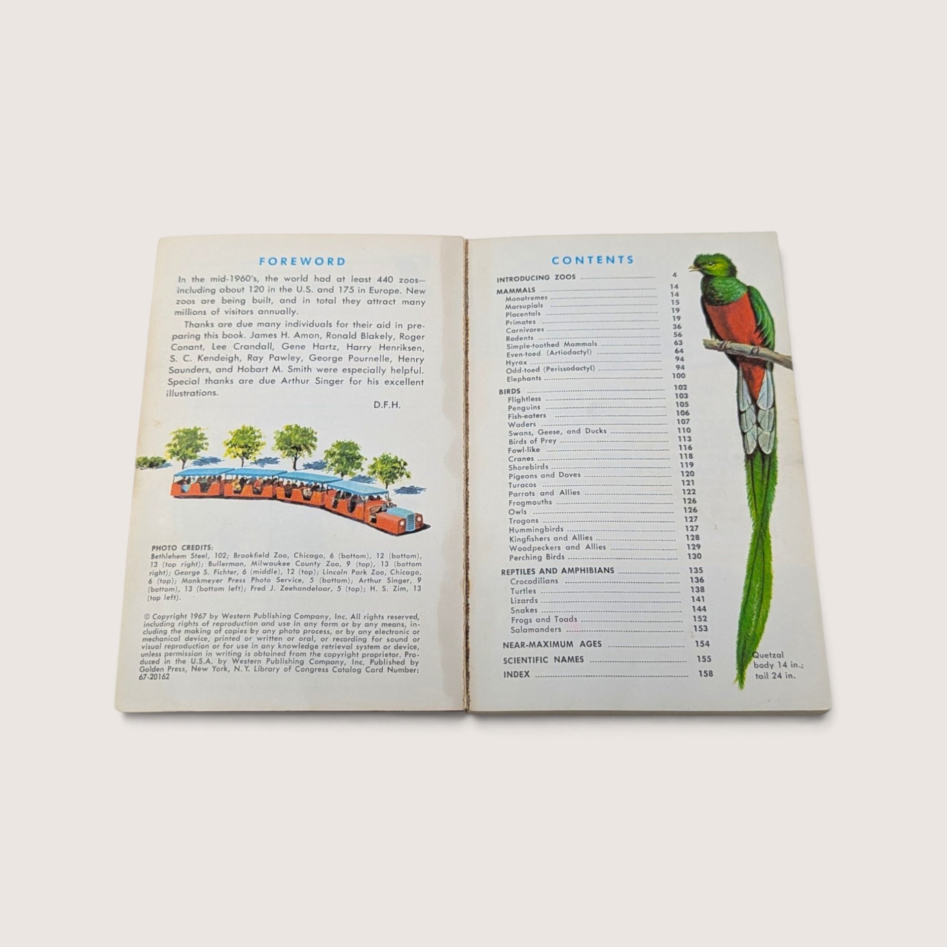 1967 Zoo Animals Golden Nature Guide Softcover Book