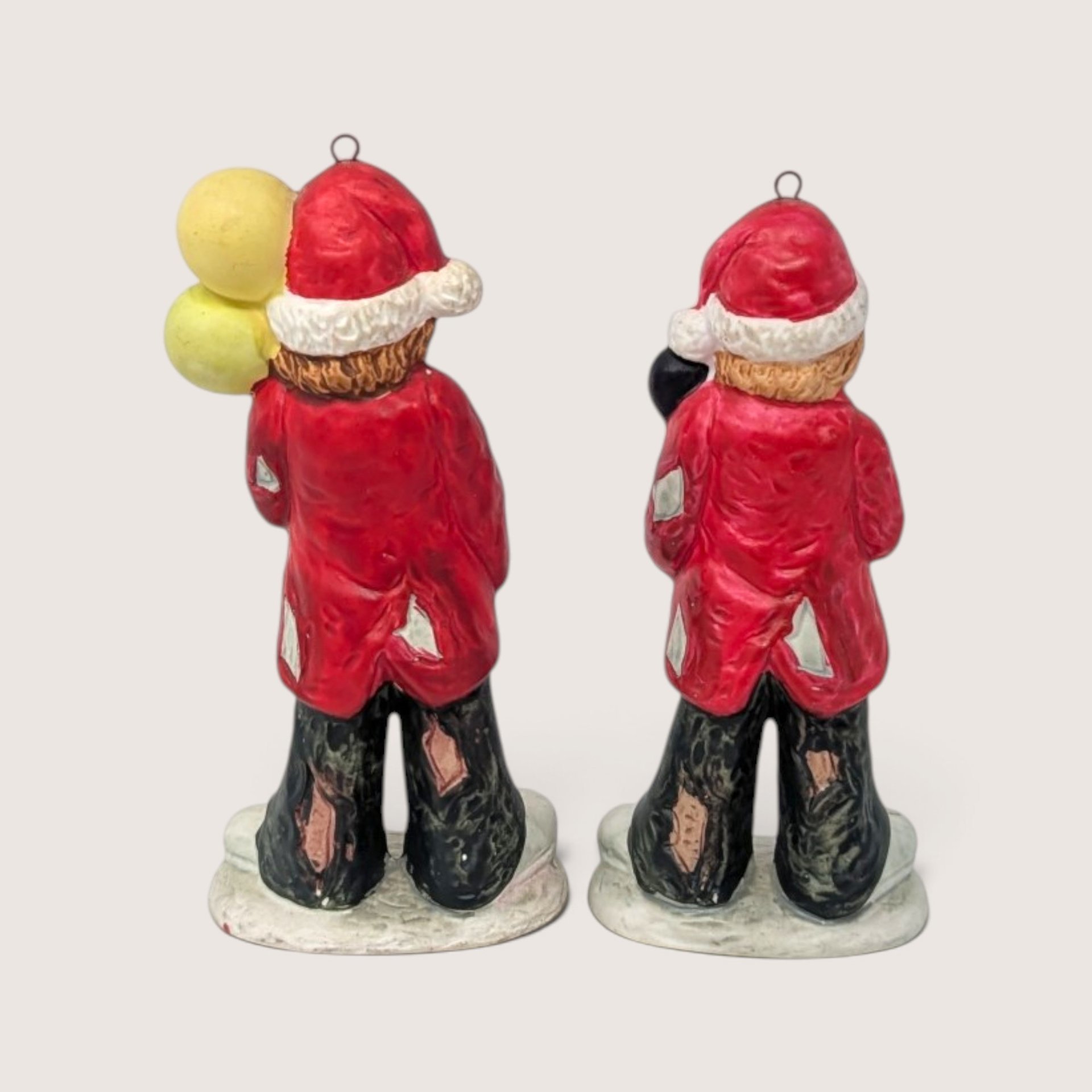 Vintage Emmett Kelly Jr Hobo Clown Christmas Ornaments Pair