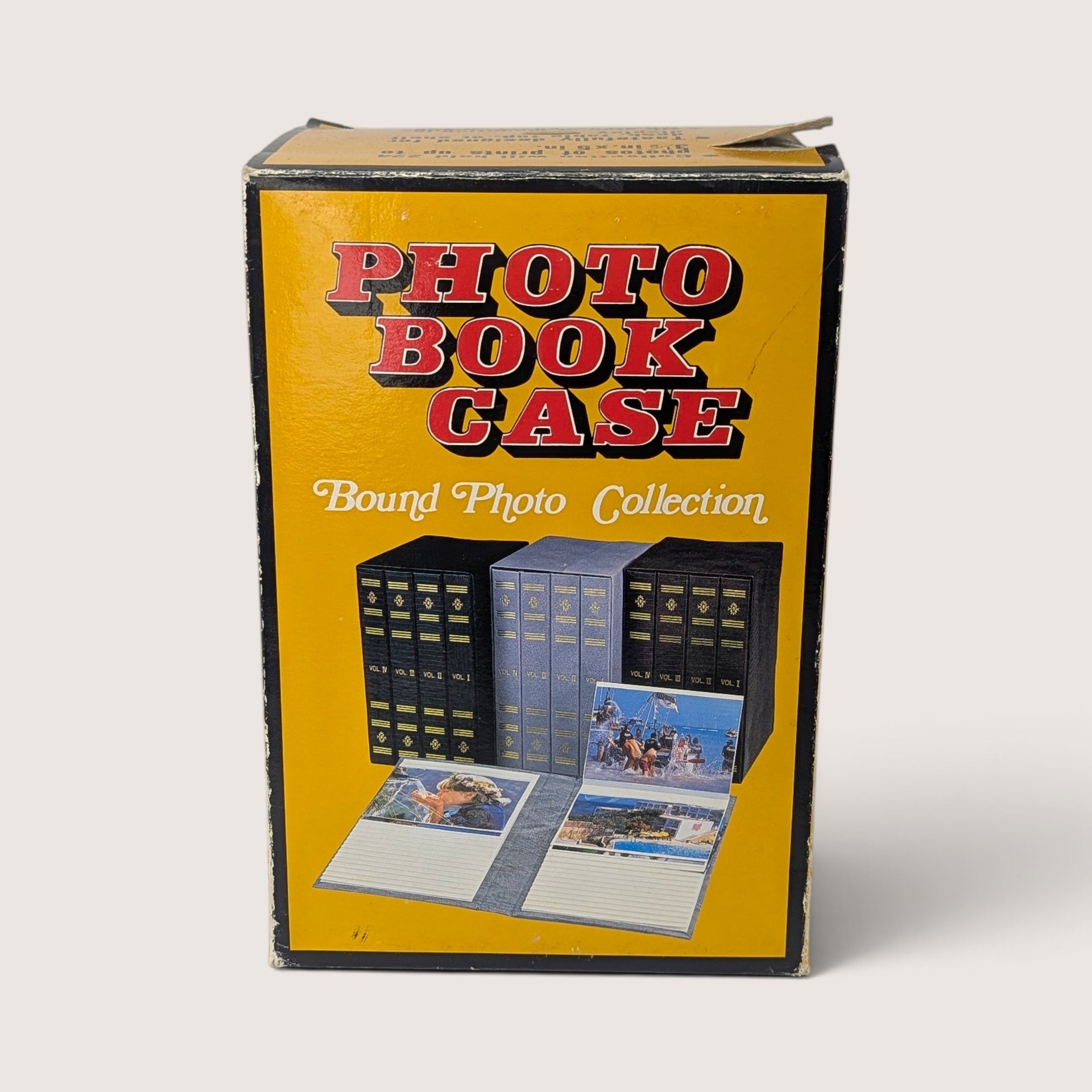 Vintage Faux Leather Bound Photo Book Case Set