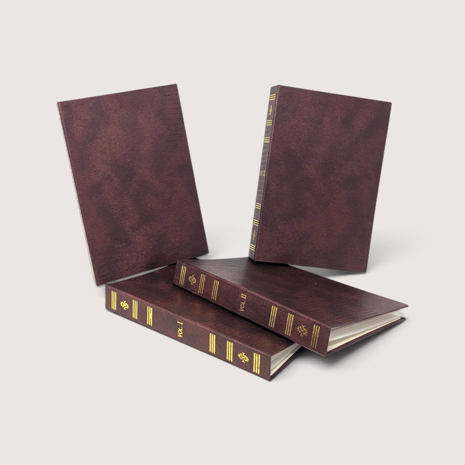 Vintage Faux Leather Bound Photo Book Case Set