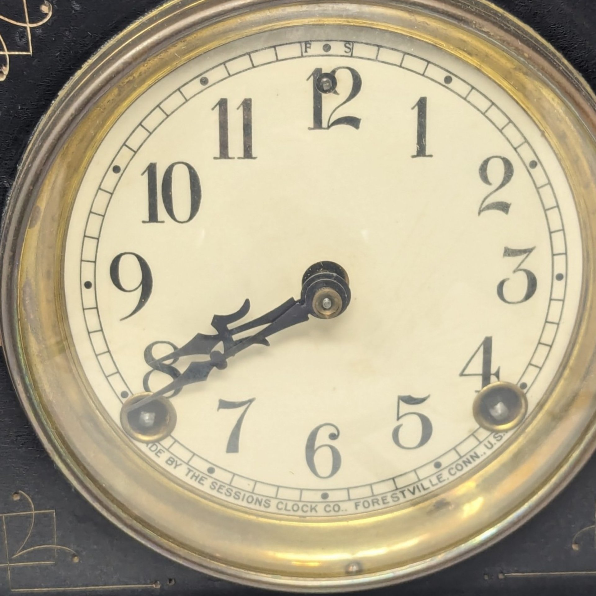 Antique E.N. Welch Mantle Clock Black Finish Architectural Case Not Working