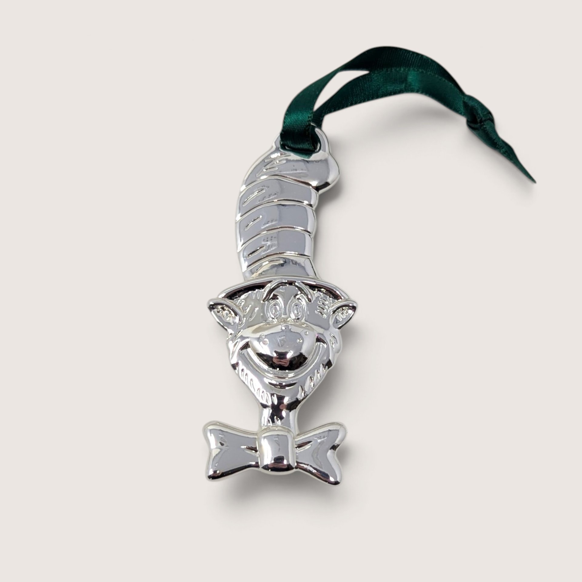 Vintage Cat in the Hat Silver Plated Ornament Pair