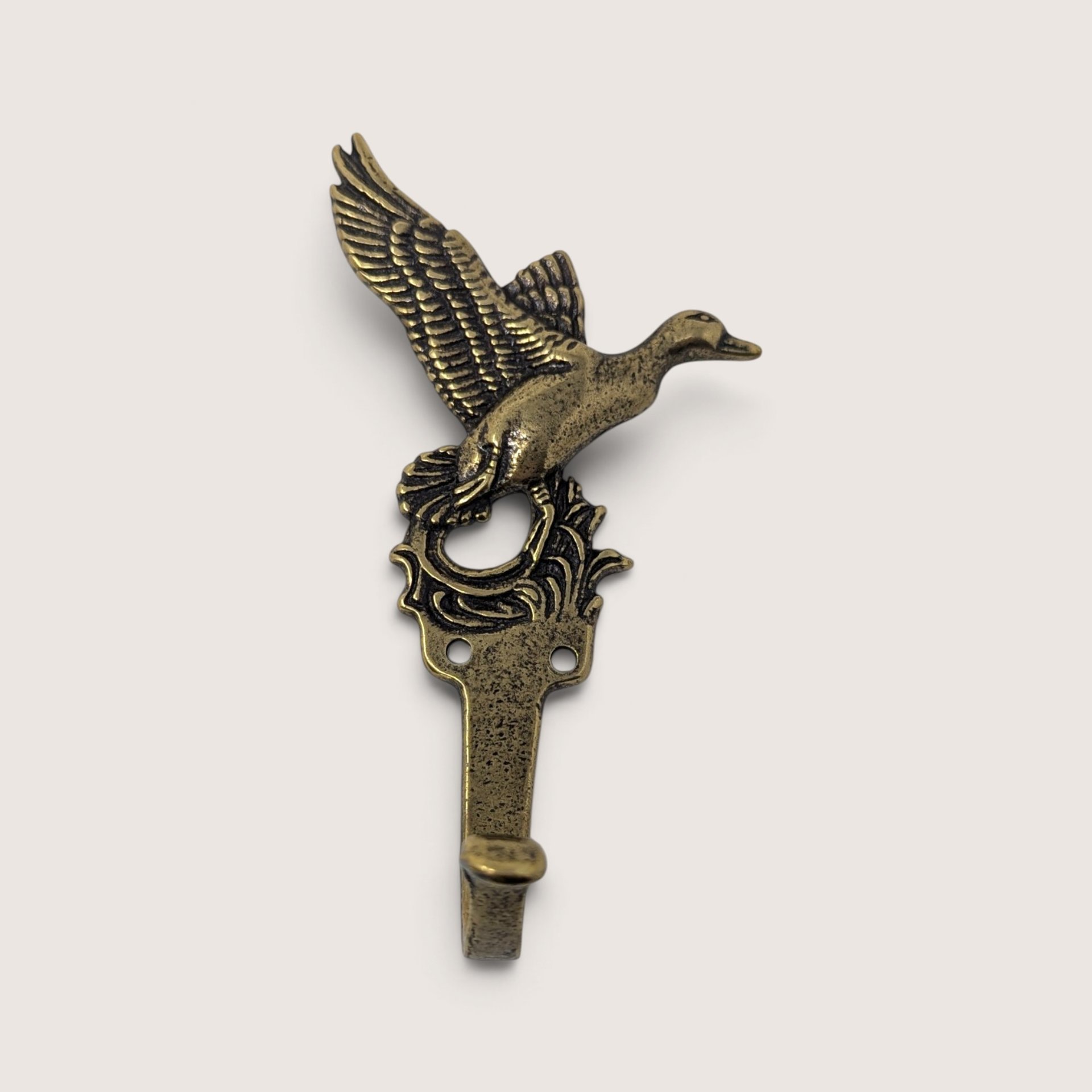Set of 4 Vintage Brass Duck Wall Hooks