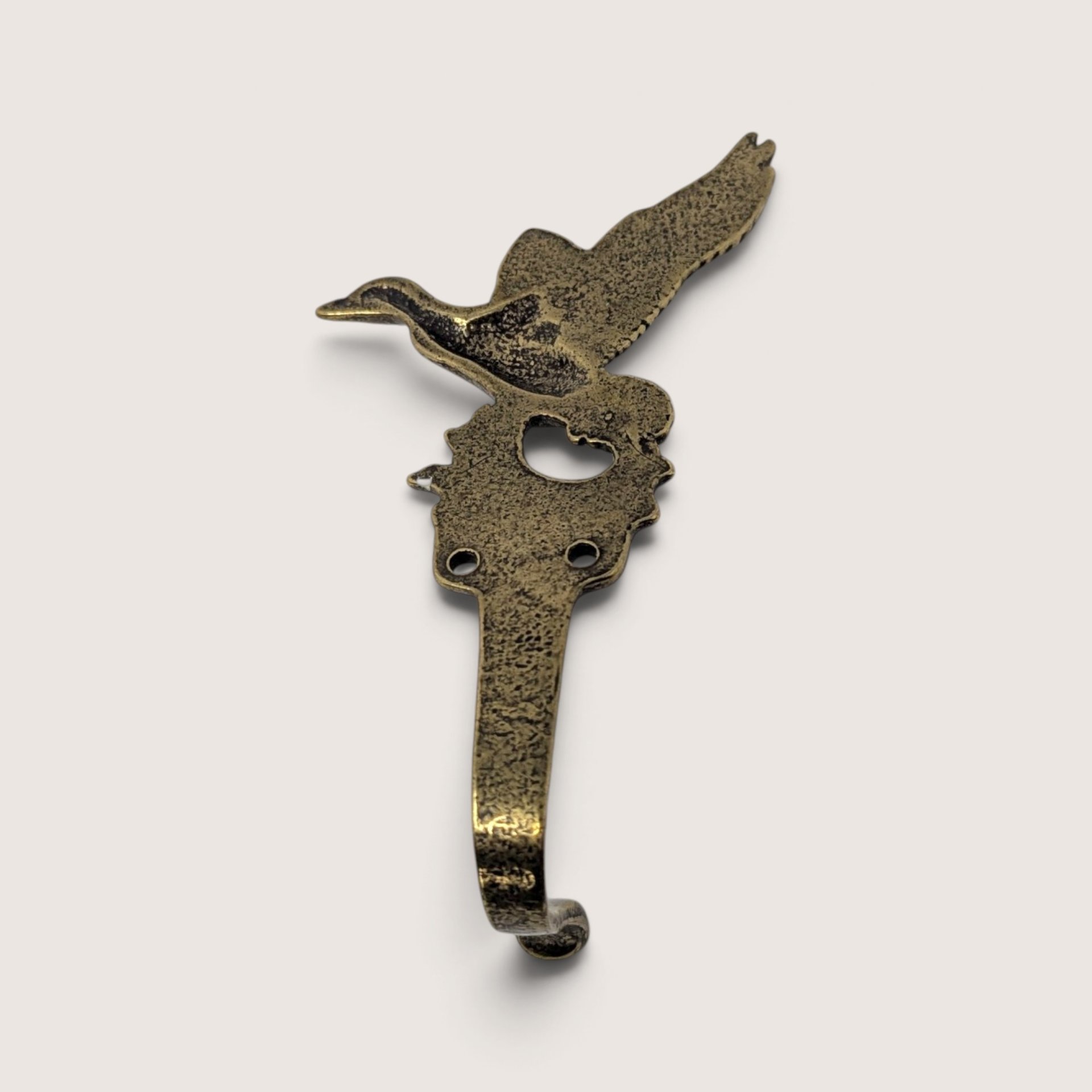 Set of 4 Vintage Brass Duck Wall Hooks