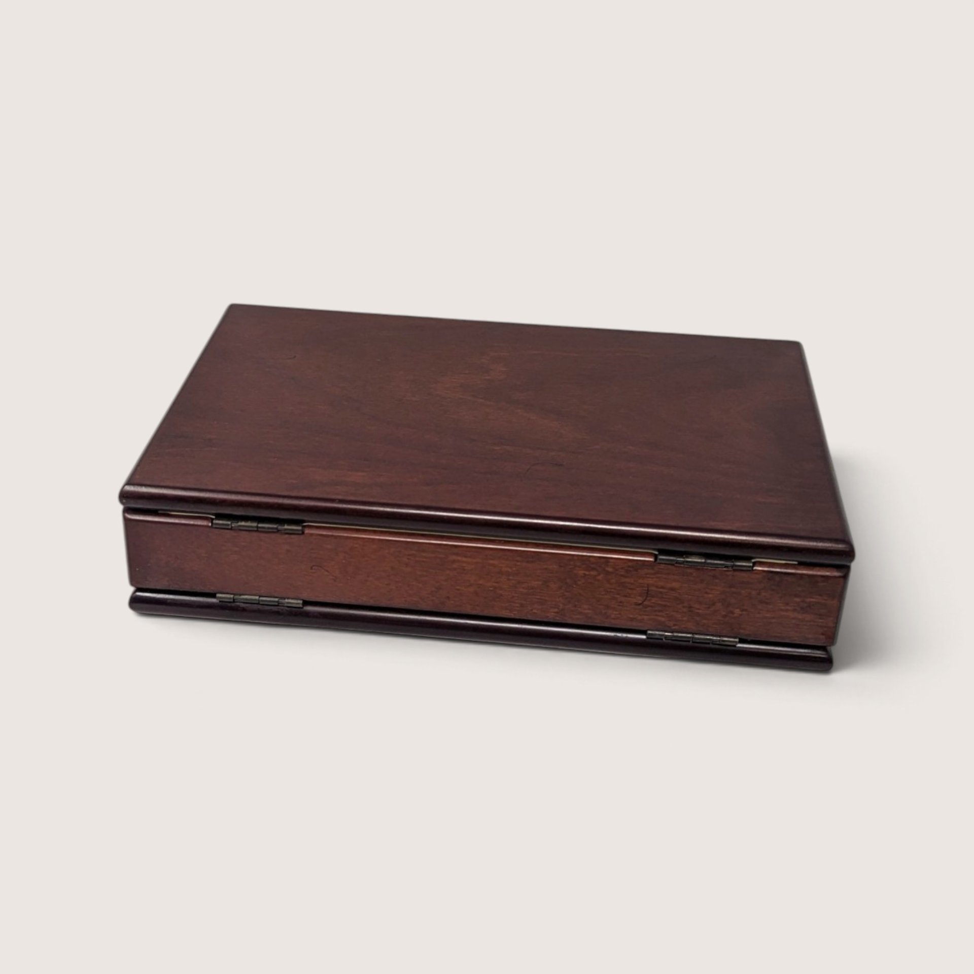 Vintage Wooden Pinochle Card Box and Hoyle Decks