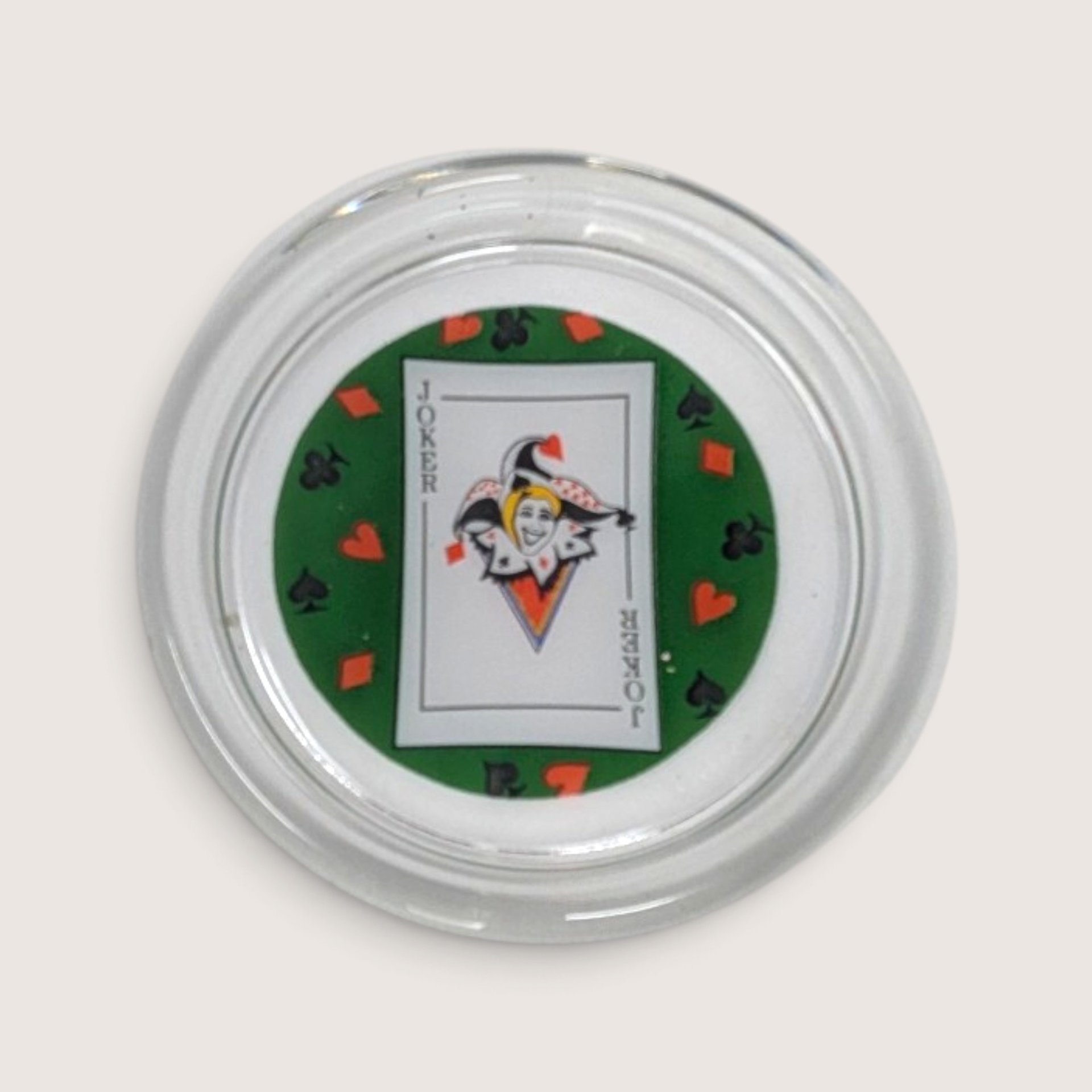 Vintage Set Of 8 Glass Playing Card Coasters