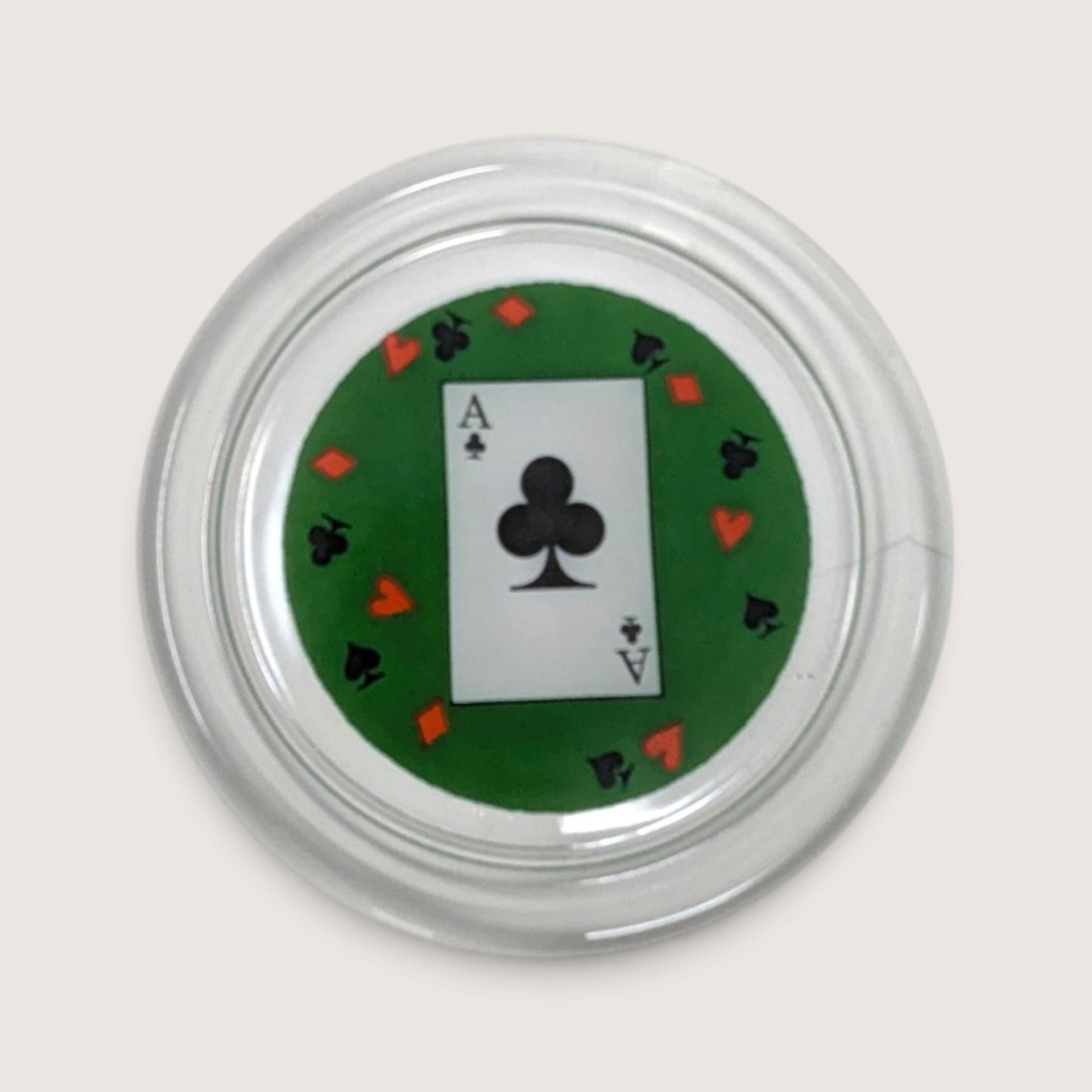 Vintage Set Of 8 Glass Playing Card Coasters