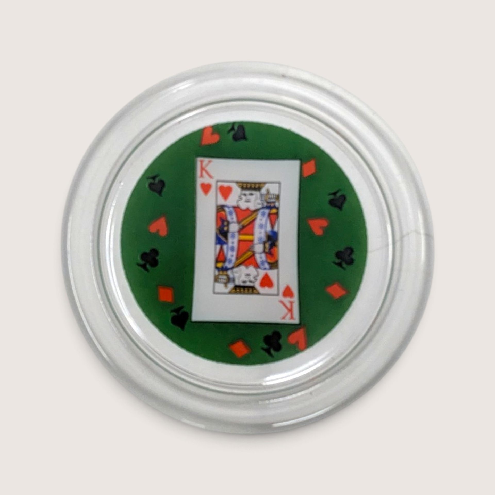 Vintage Set Of 8 Glass Playing Card Coasters