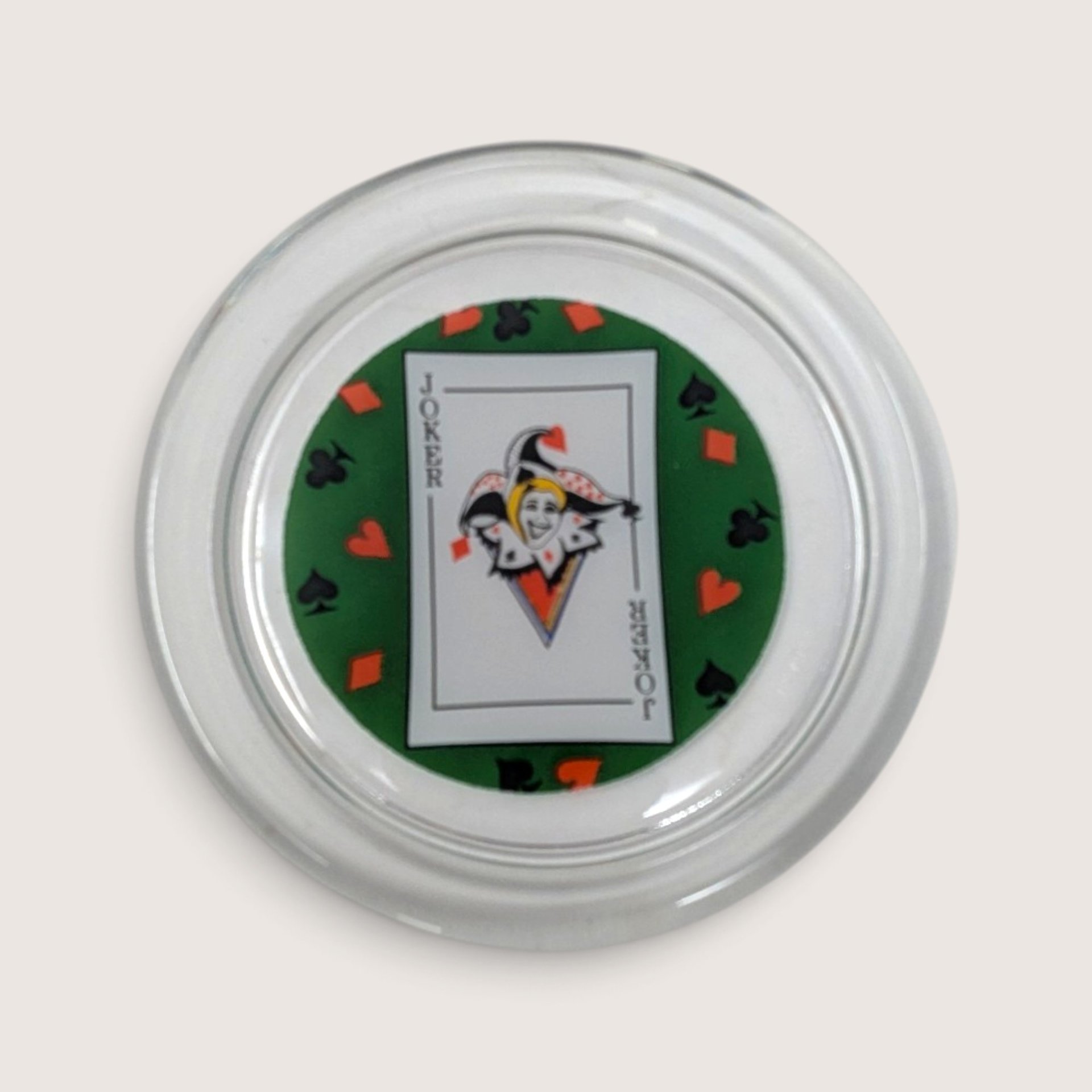 Vintage Set Of 8 Glass Playing Card Coasters