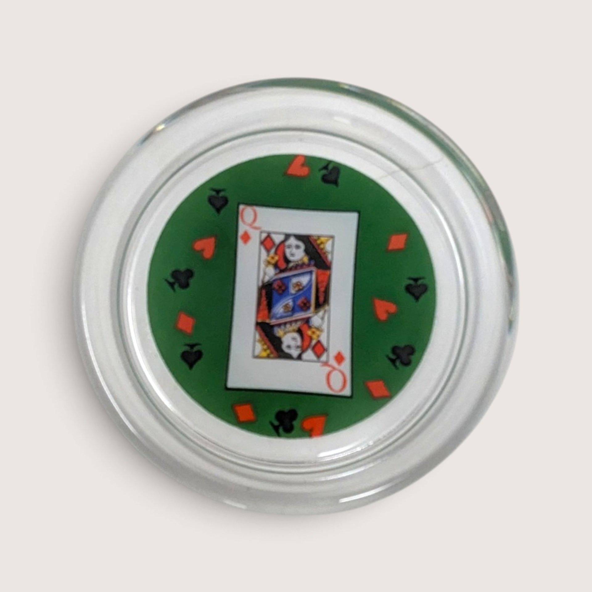 Vintage Set Of 8 Glass Playing Card Coasters