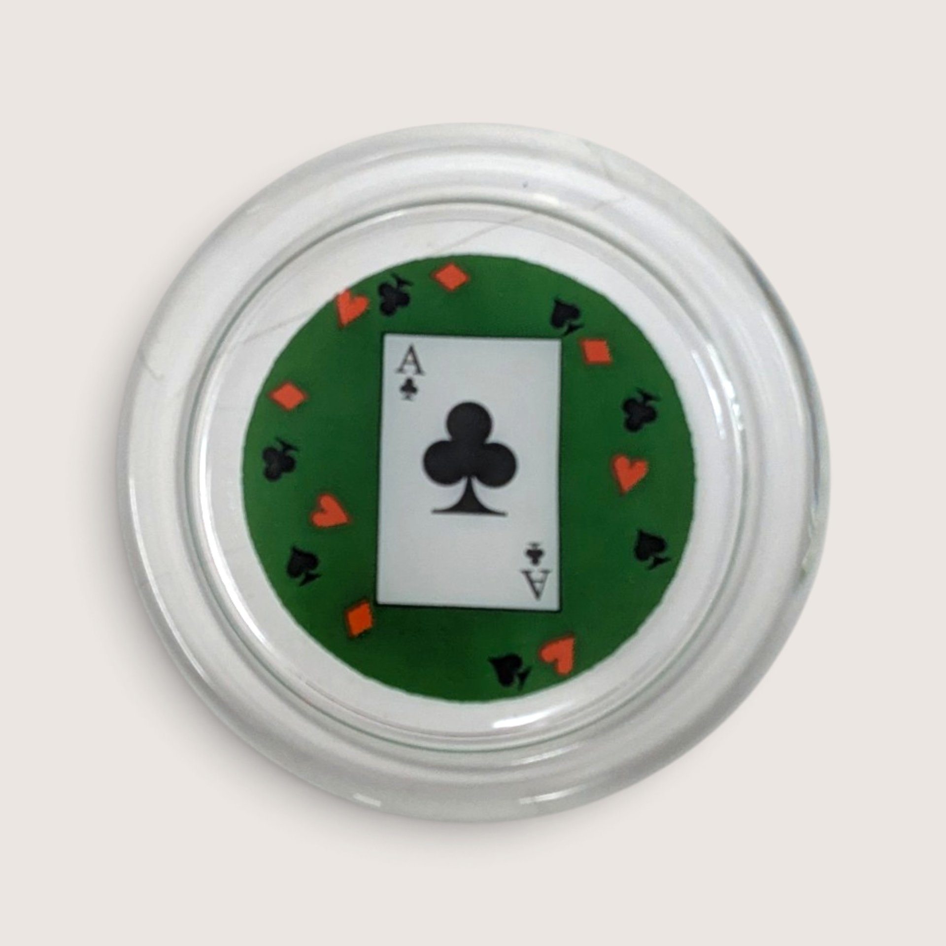 Vintage Set Of 8 Glass Playing Card Coasters