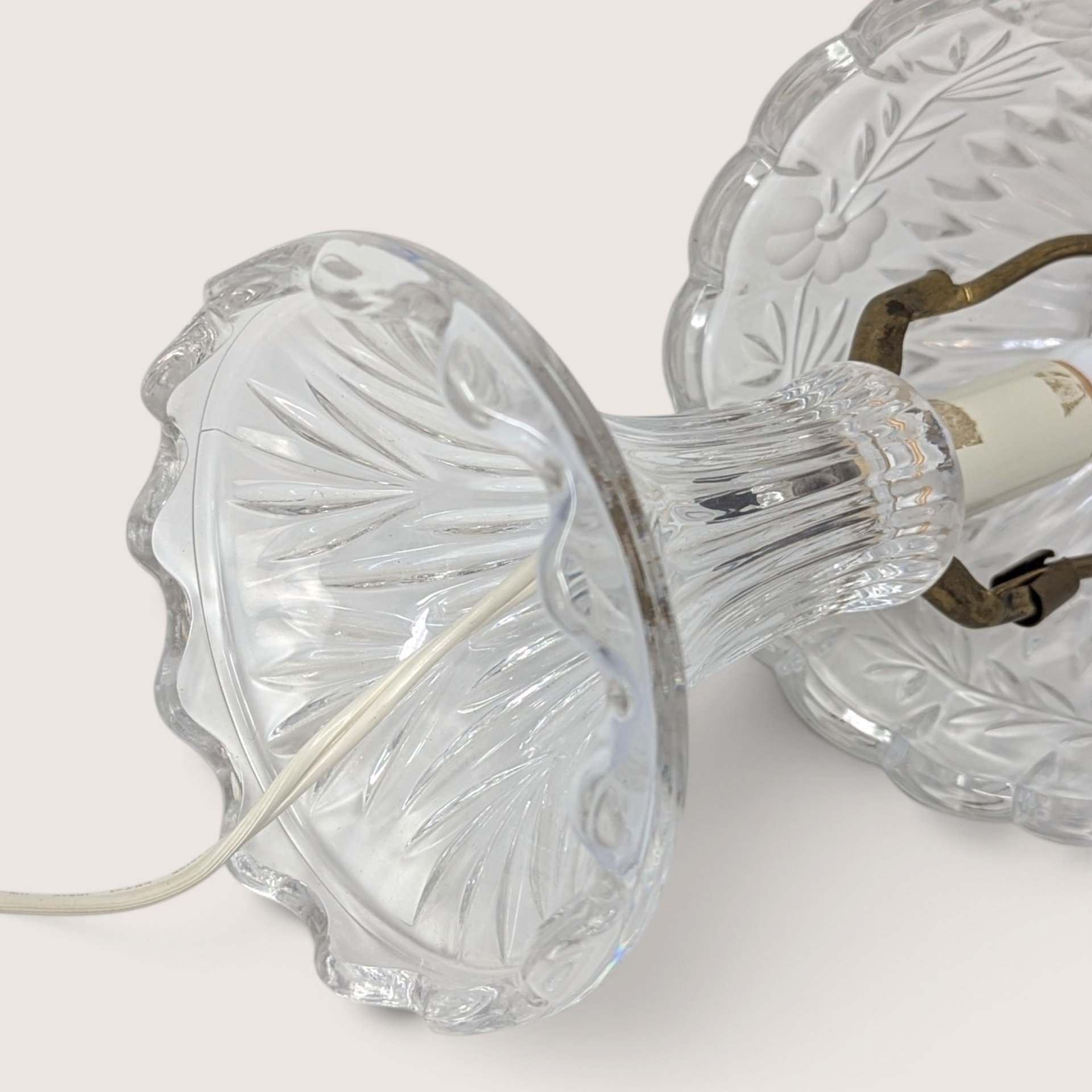 Vintage Clear Cut Glass Boudoir Lamp