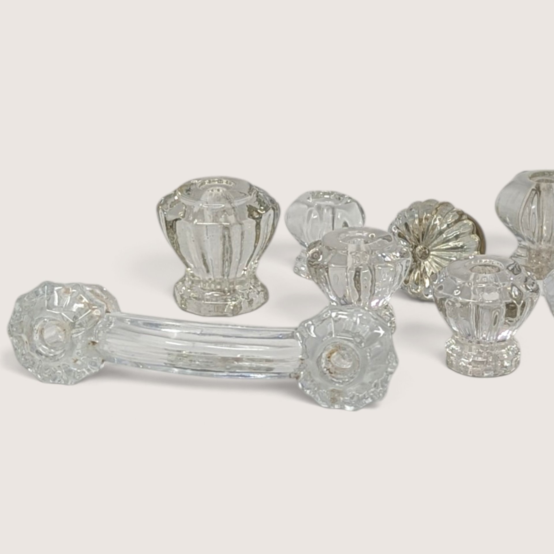 Vintage Assorted Clear Glass Cabinet Knobs And Pull Lot
