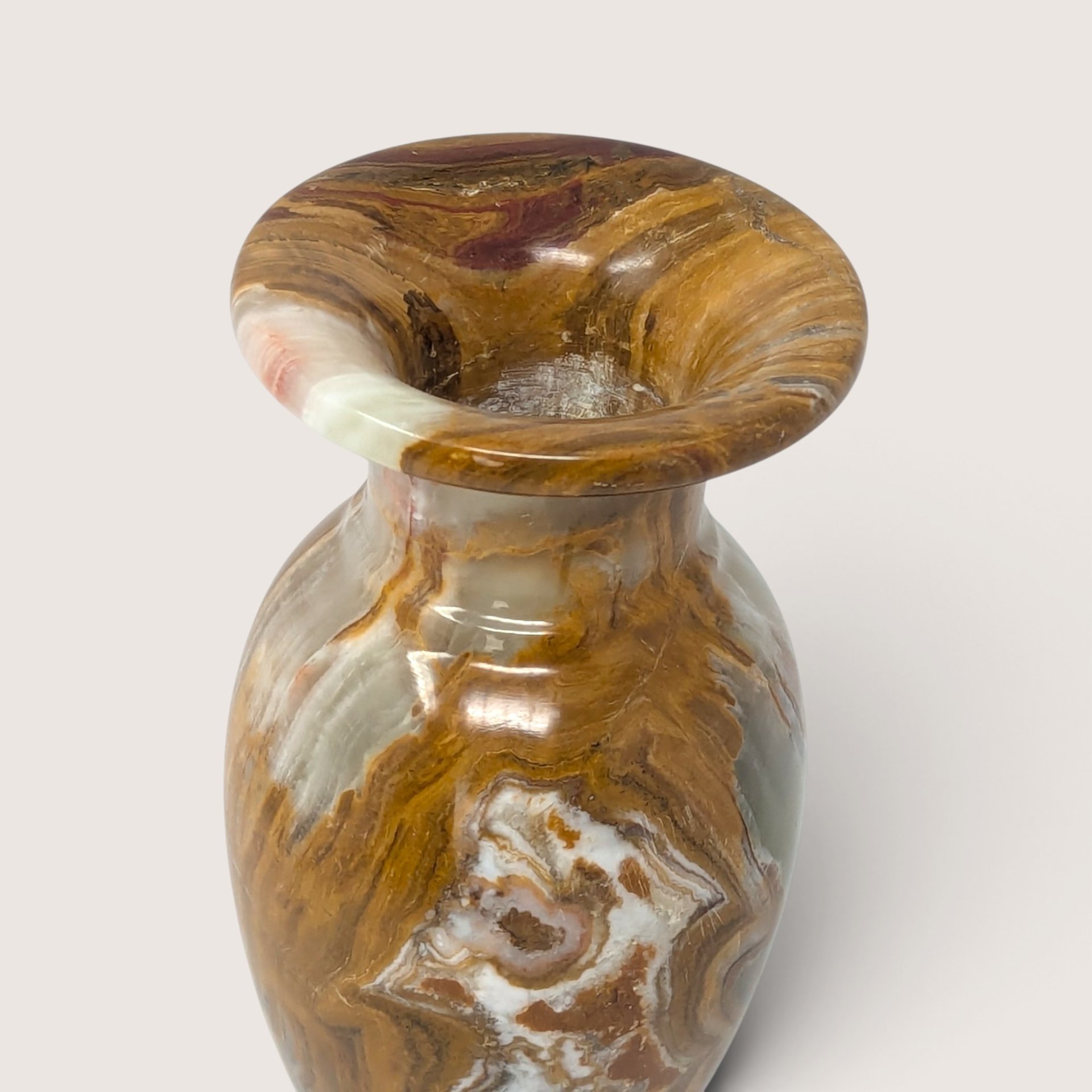Vintage Banded Alabaster Stone Vase