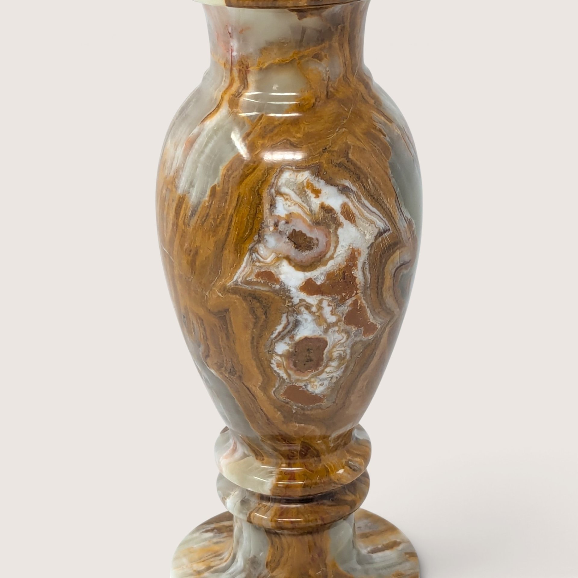Vintage Banded Alabaster Stone Vase
