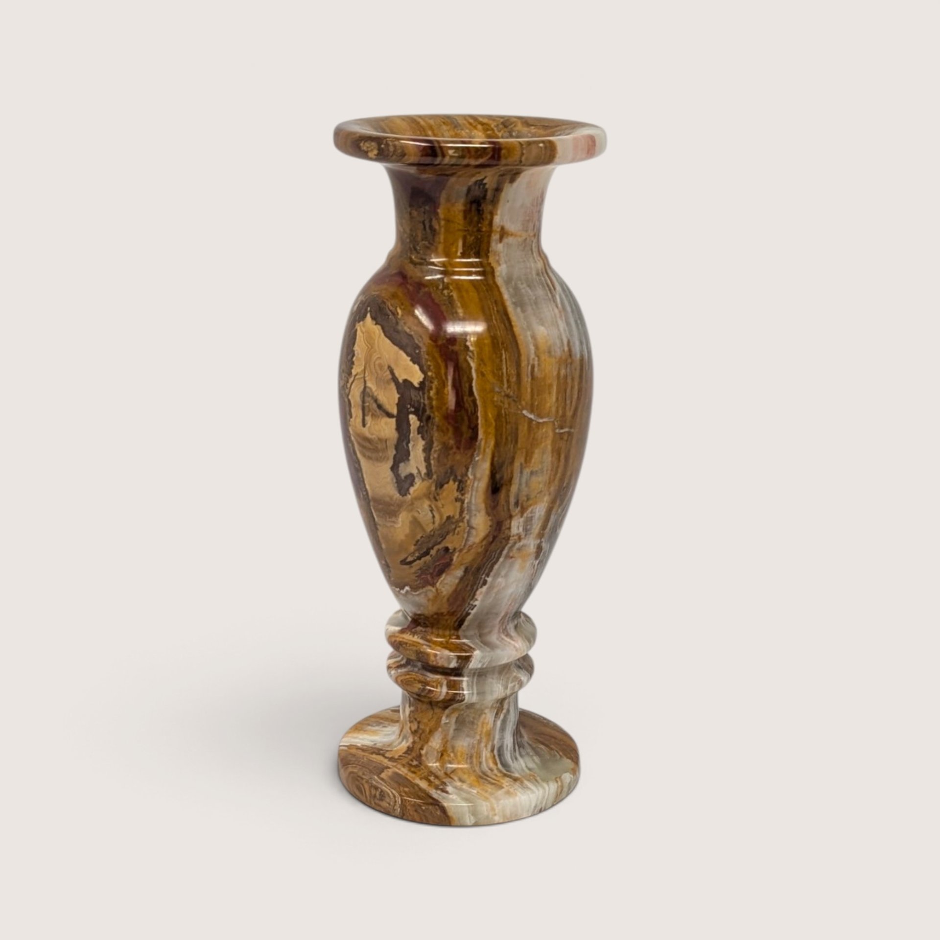Vintage Banded Alabaster Stone Vase
