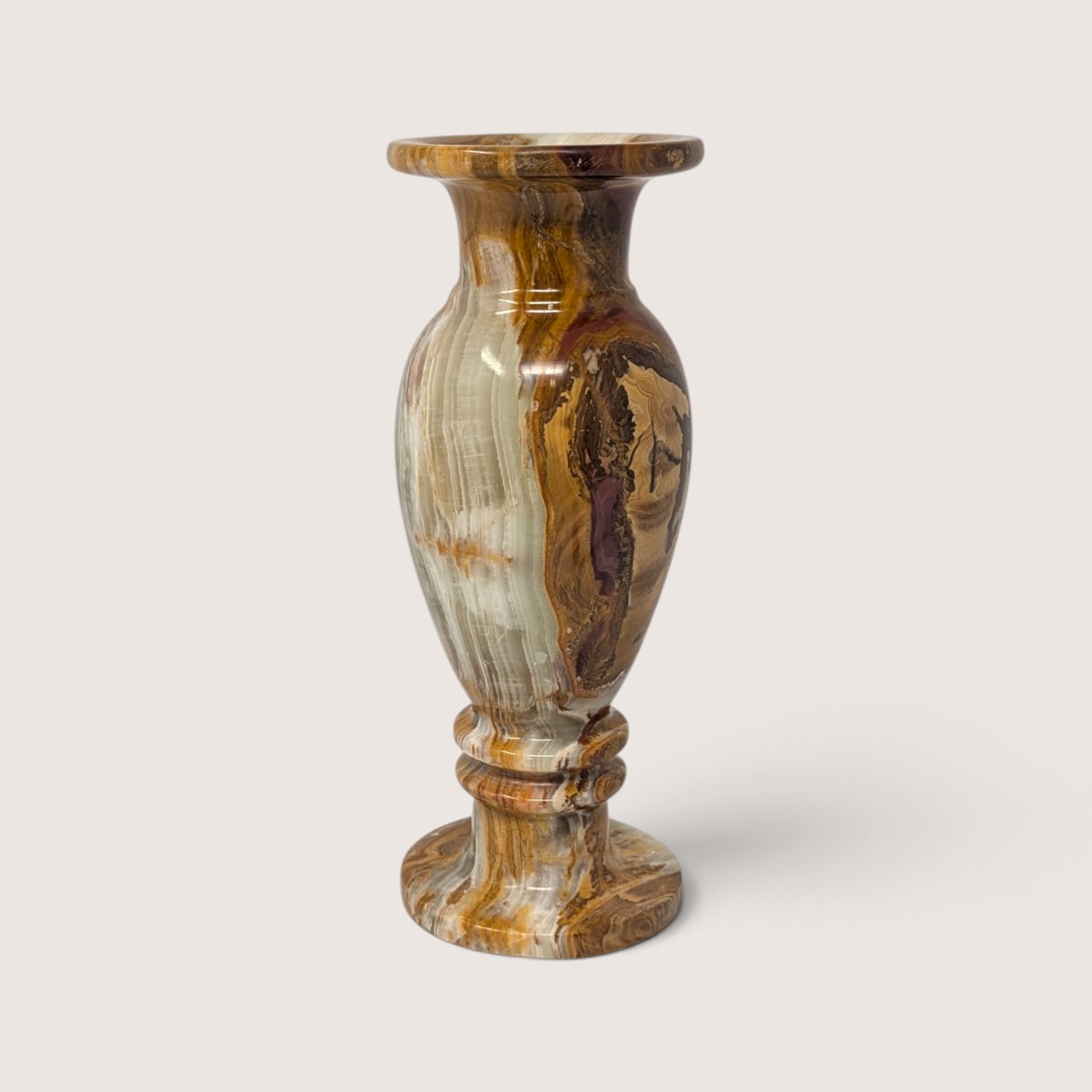 Vintage Banded Alabaster Stone Vase