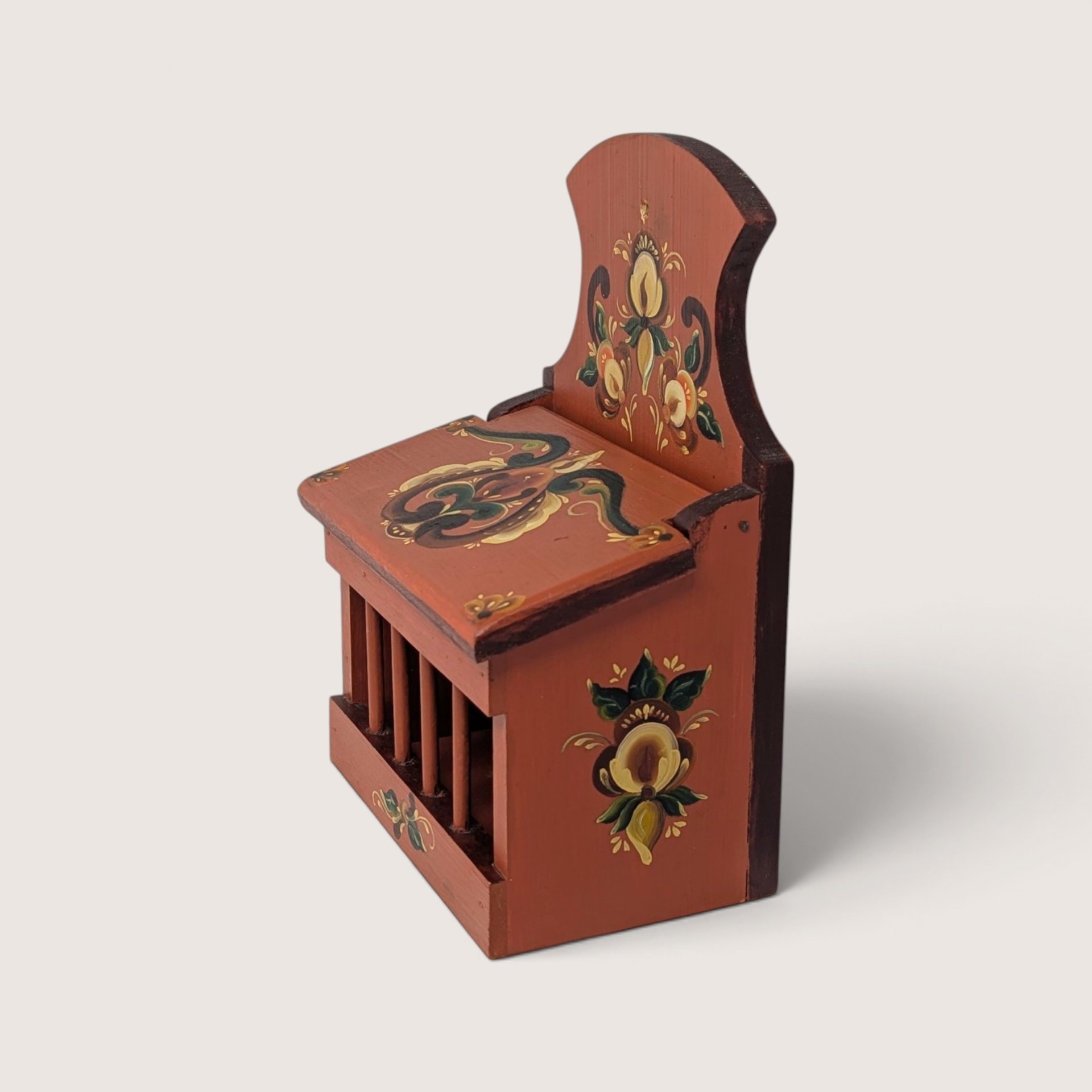 Vintage Hand Painted Wooden Onion Box Wall Bin