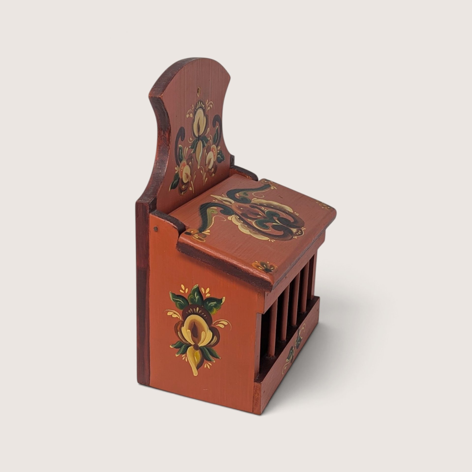 Vintage Hand Painted Wooden Onion Box Wall Bin