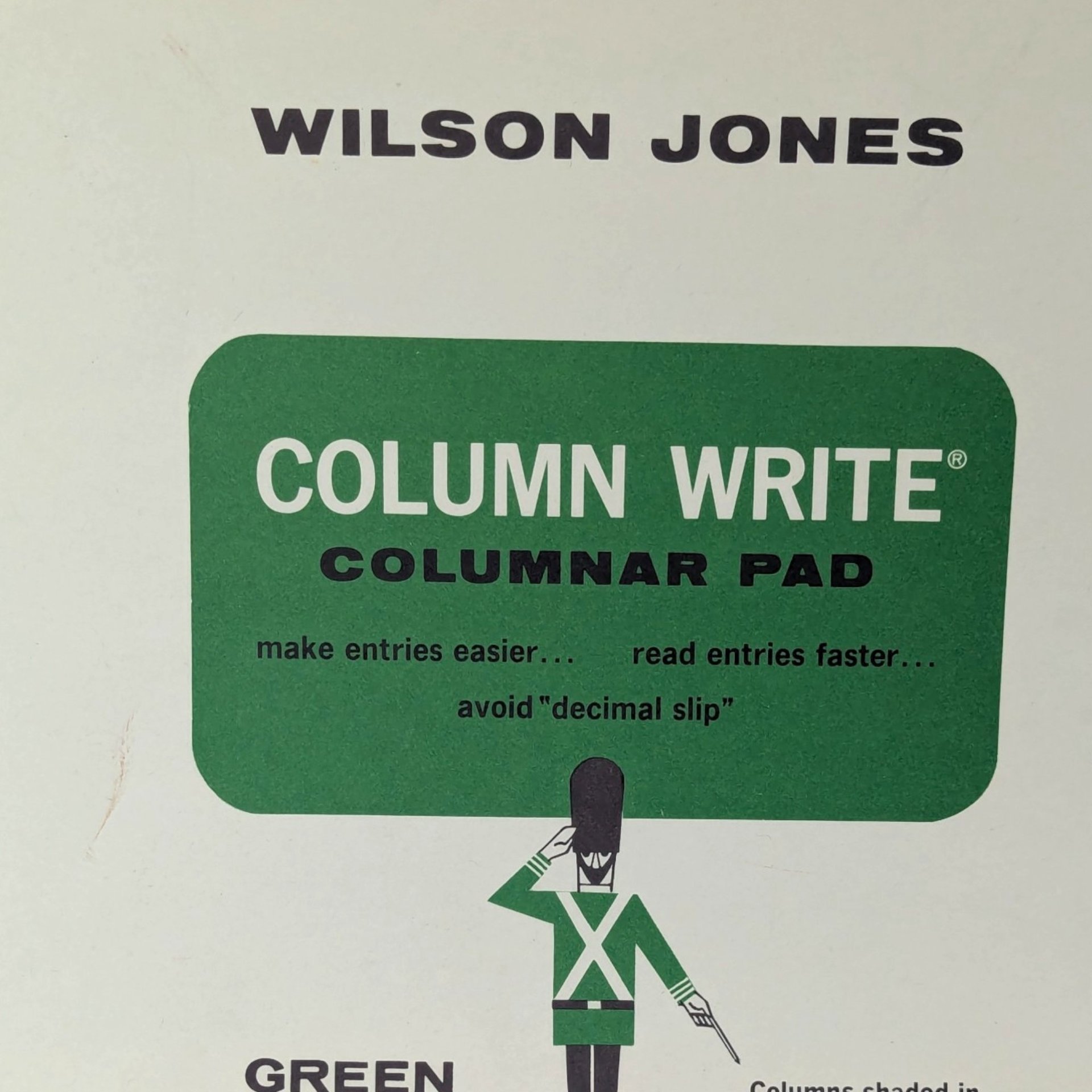 Vintage 1967 Wilson Jones Column Write Columnar Pad G7514