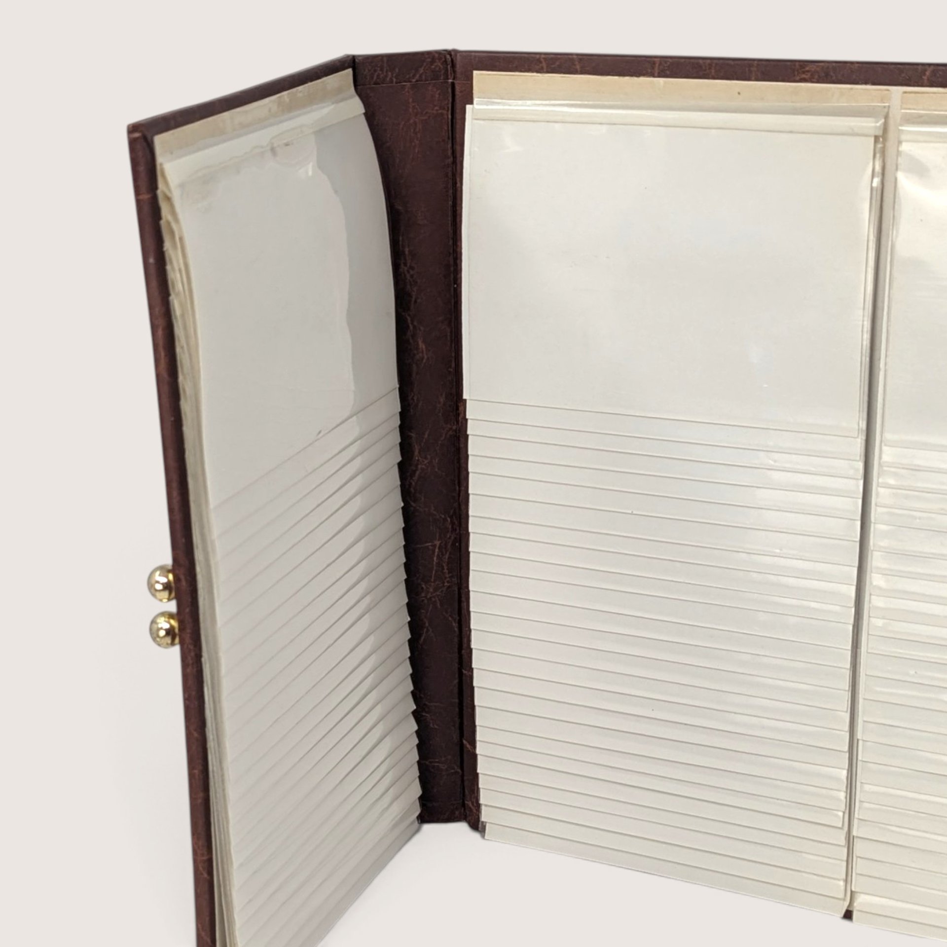 Vintage Brown Tri-Fold Photo Album Gold Filigree Storage