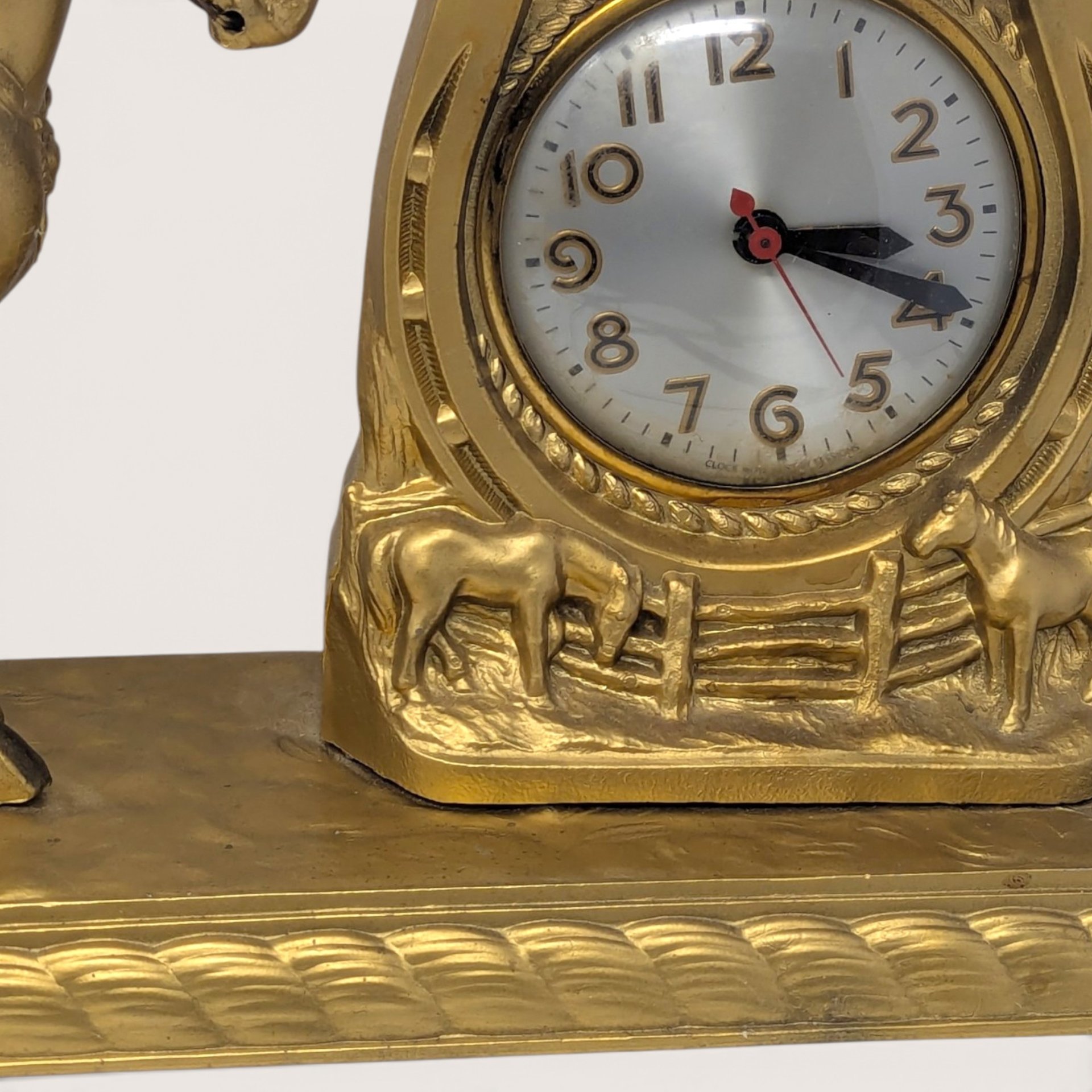 Vintage Cowboy Horse Horseshoe Electric Clock, Cord Cut