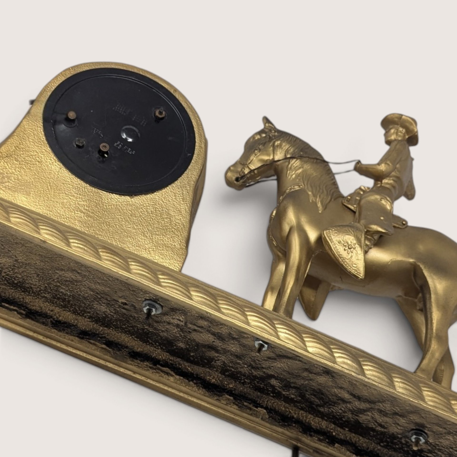 Vintage Cowboy Horse Horseshoe Electric Clock, Cord Cut