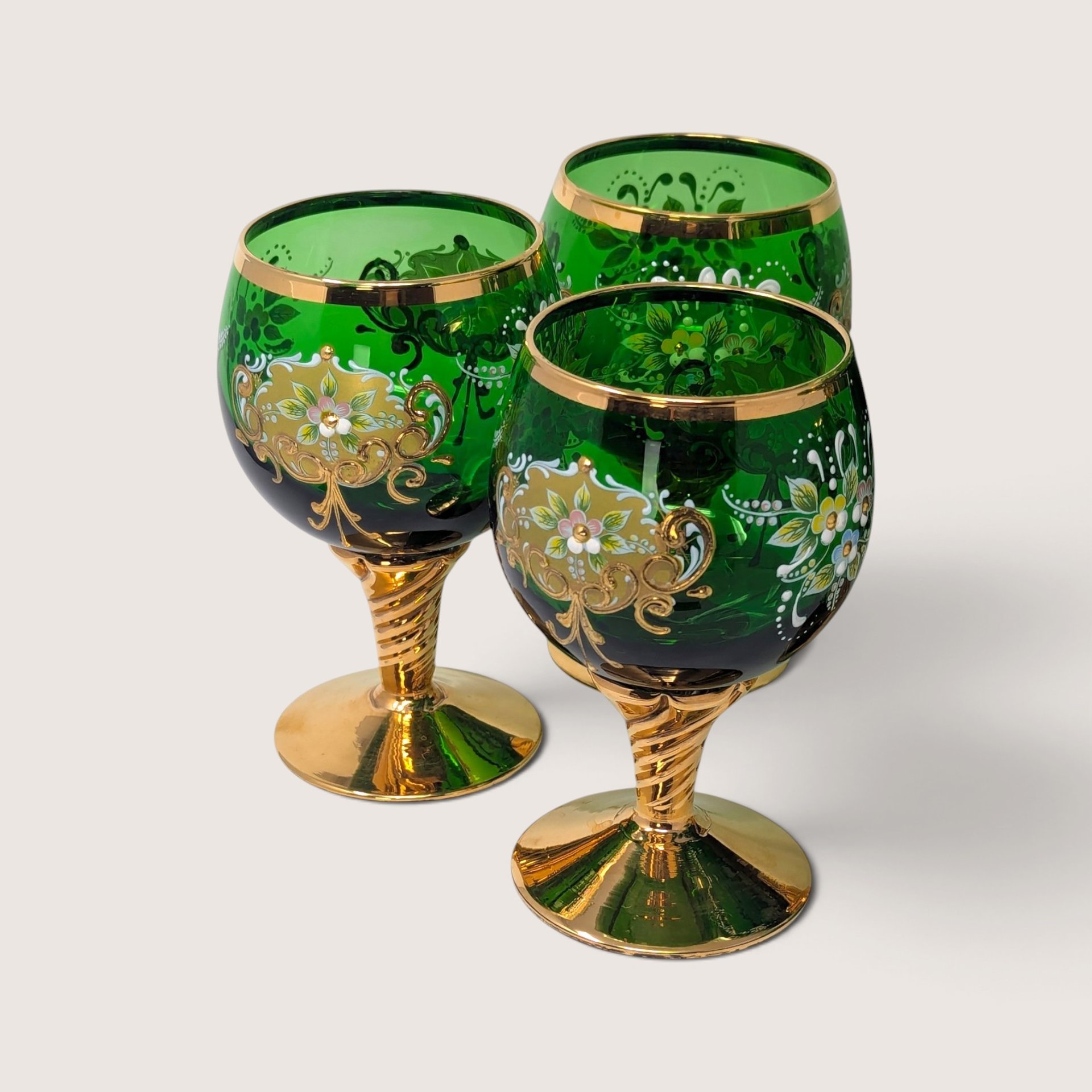 Vintage Italian Emerald Green Glass Decanter Set