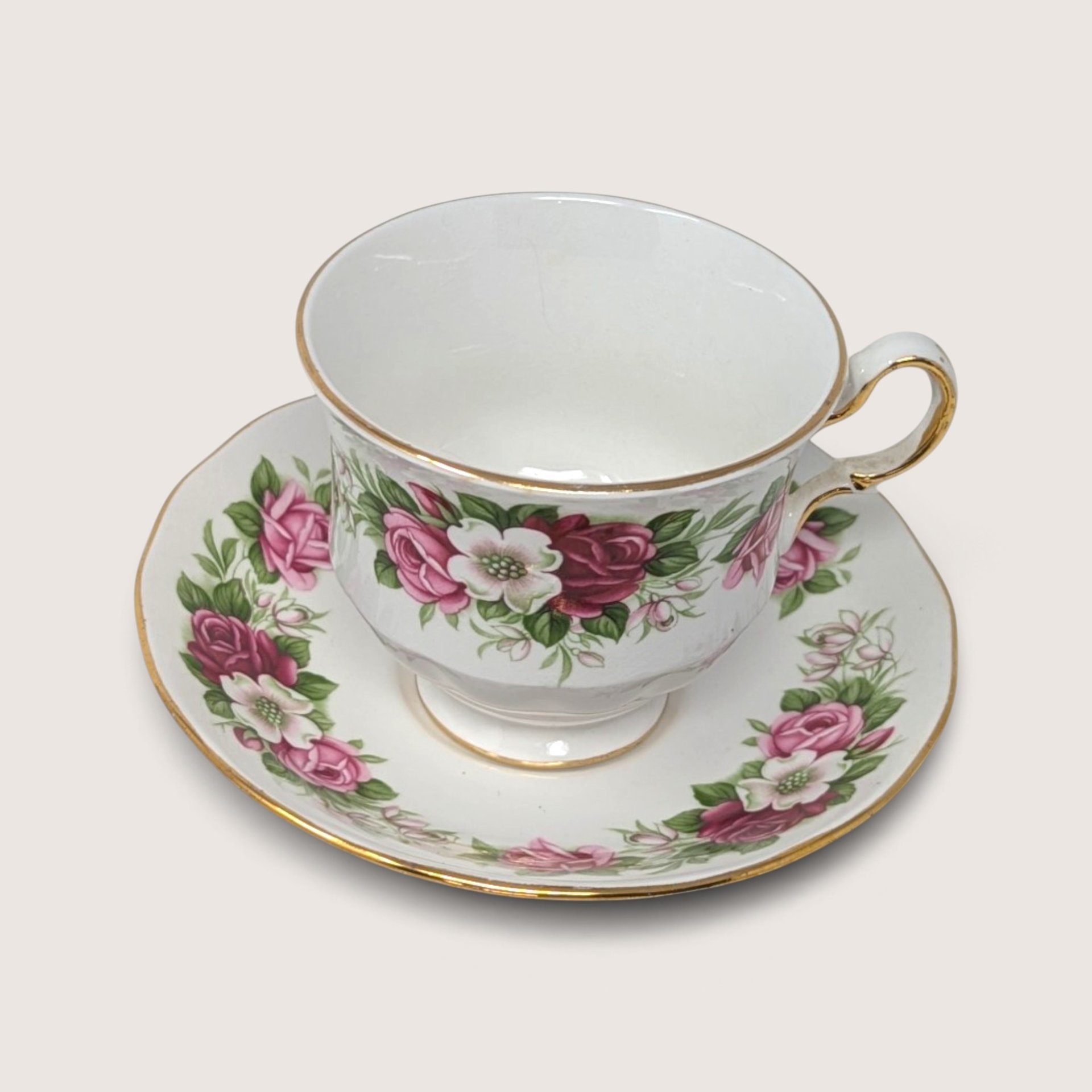 Vintage Queen Anne Bone China Floral Tea Cup And Saucer