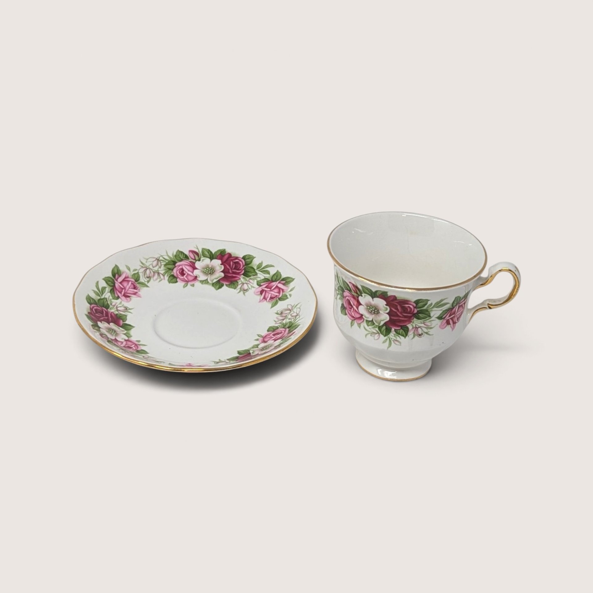 Vintage Queen Anne Bone China Floral Tea Cup And Saucer