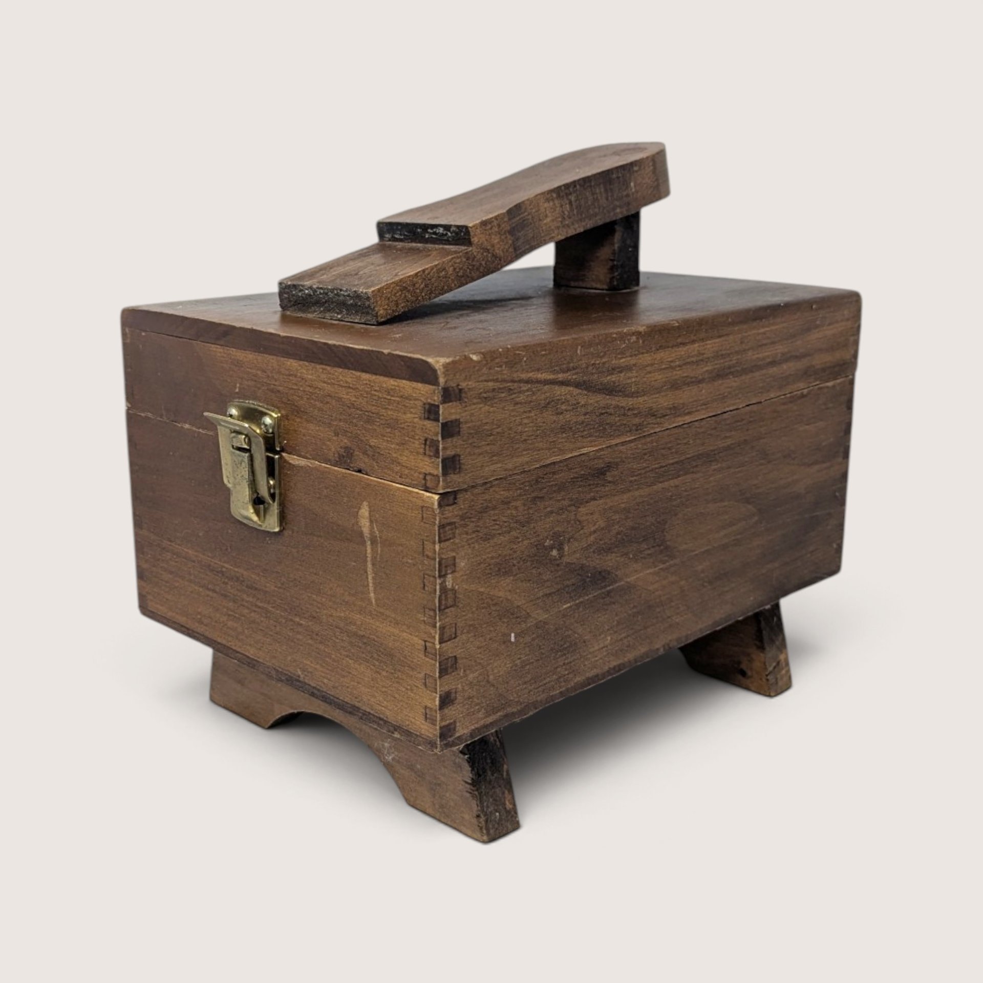 Vintage Wooden Shoe Shine Box Valet