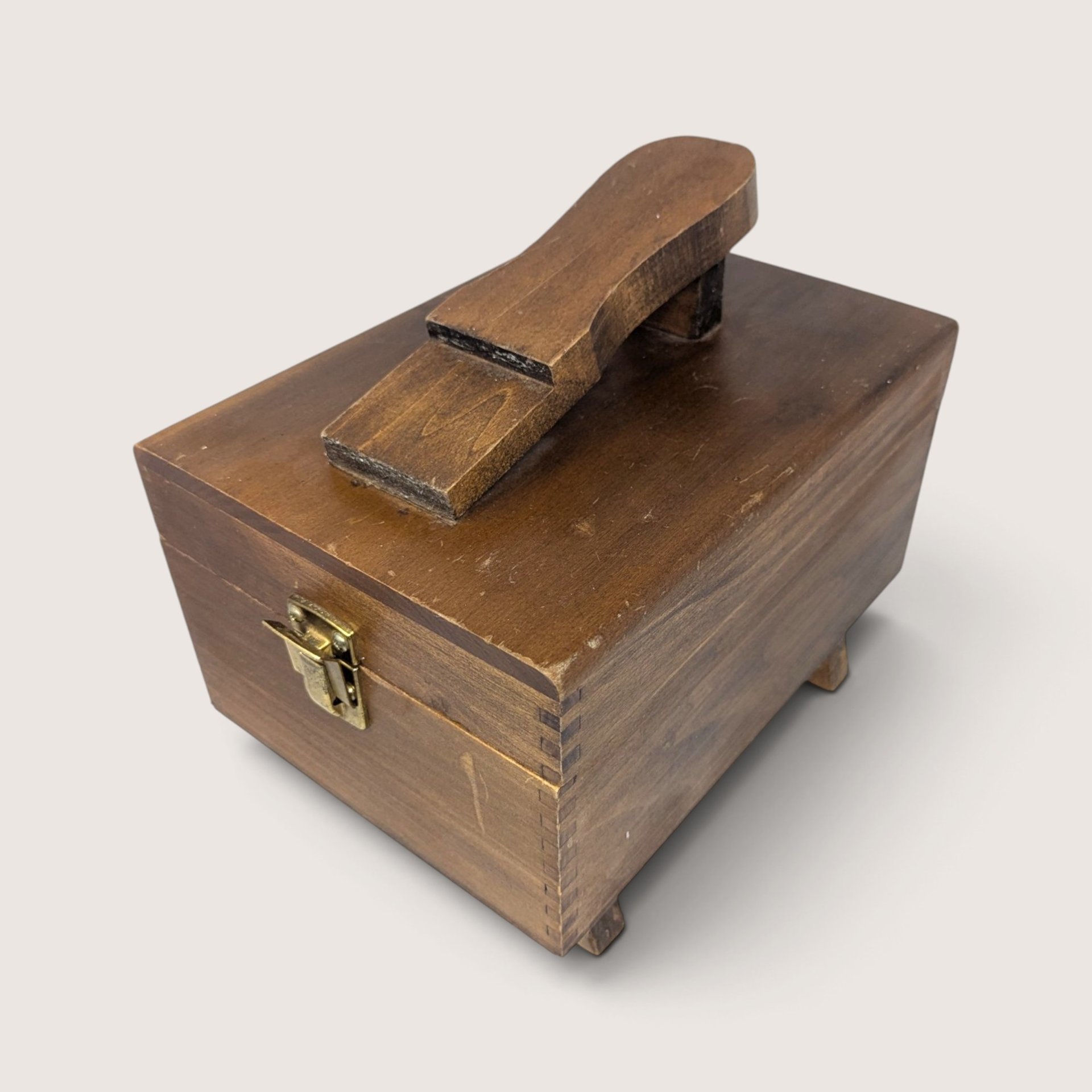 Vintage Wooden Shoe Shine Box Valet