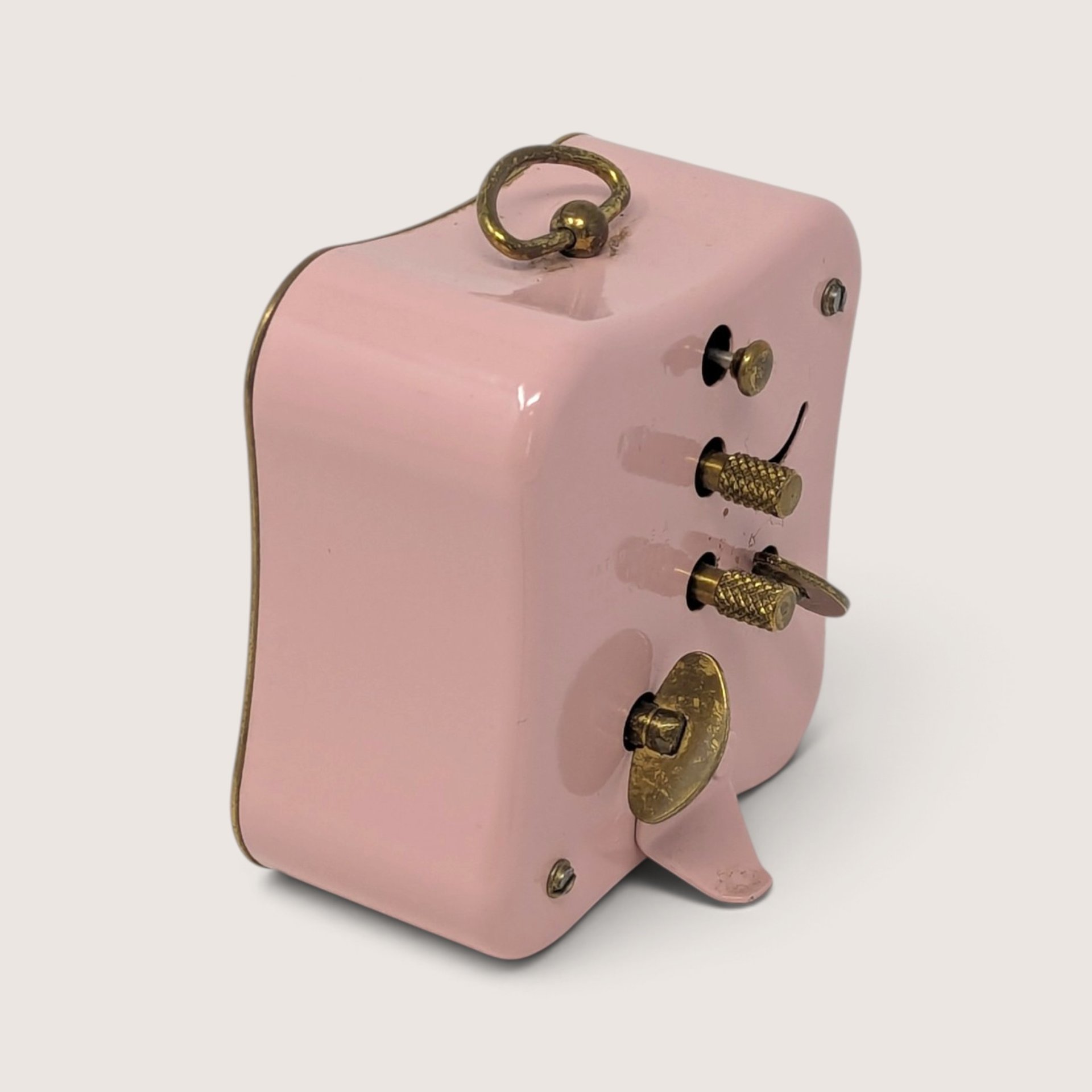 Vintage Westclox La Sallitta Pink Metal Alarm Clock for Parts or Repair
