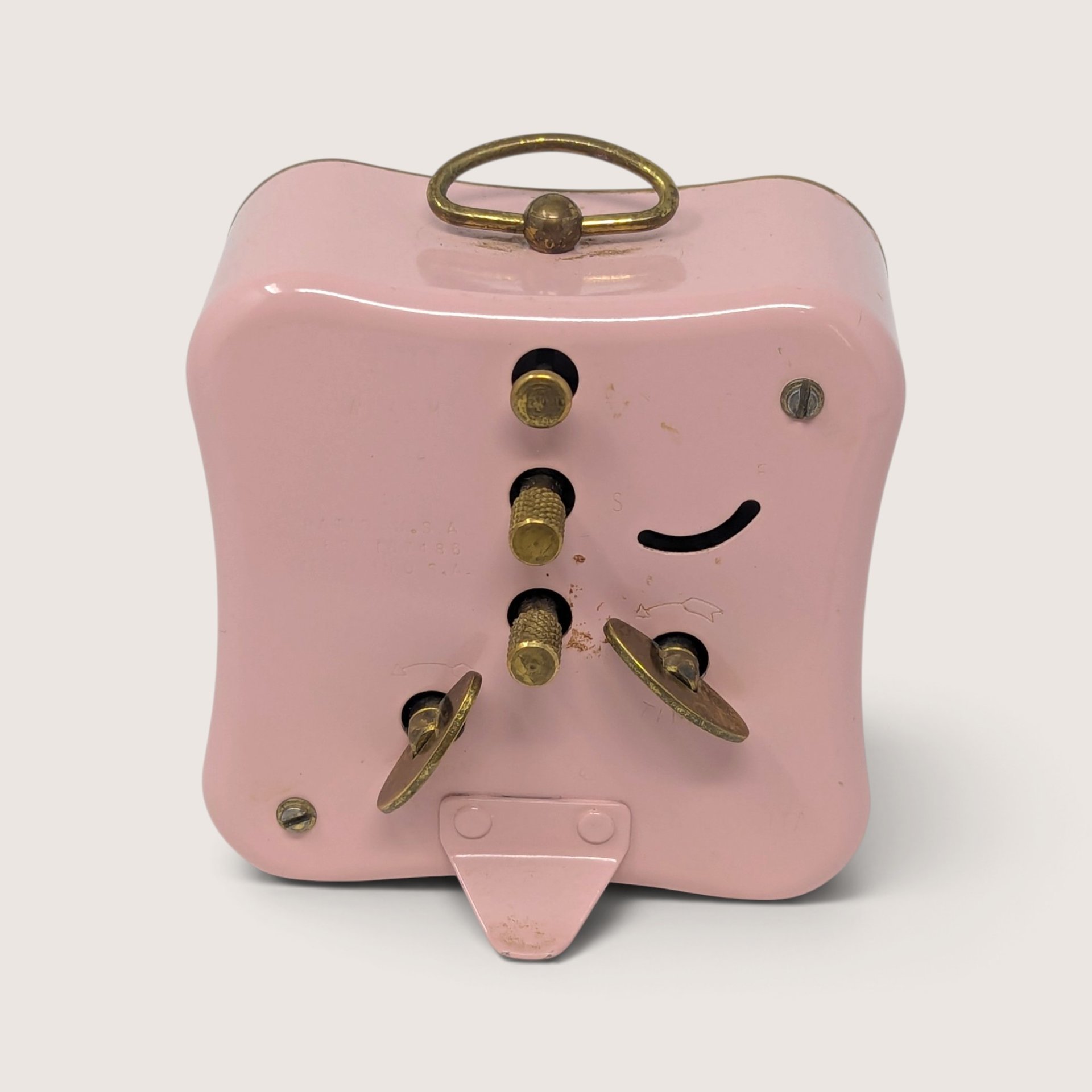 Vintage Westclox La Sallitta Pink Metal Alarm Clock for Parts or Repair