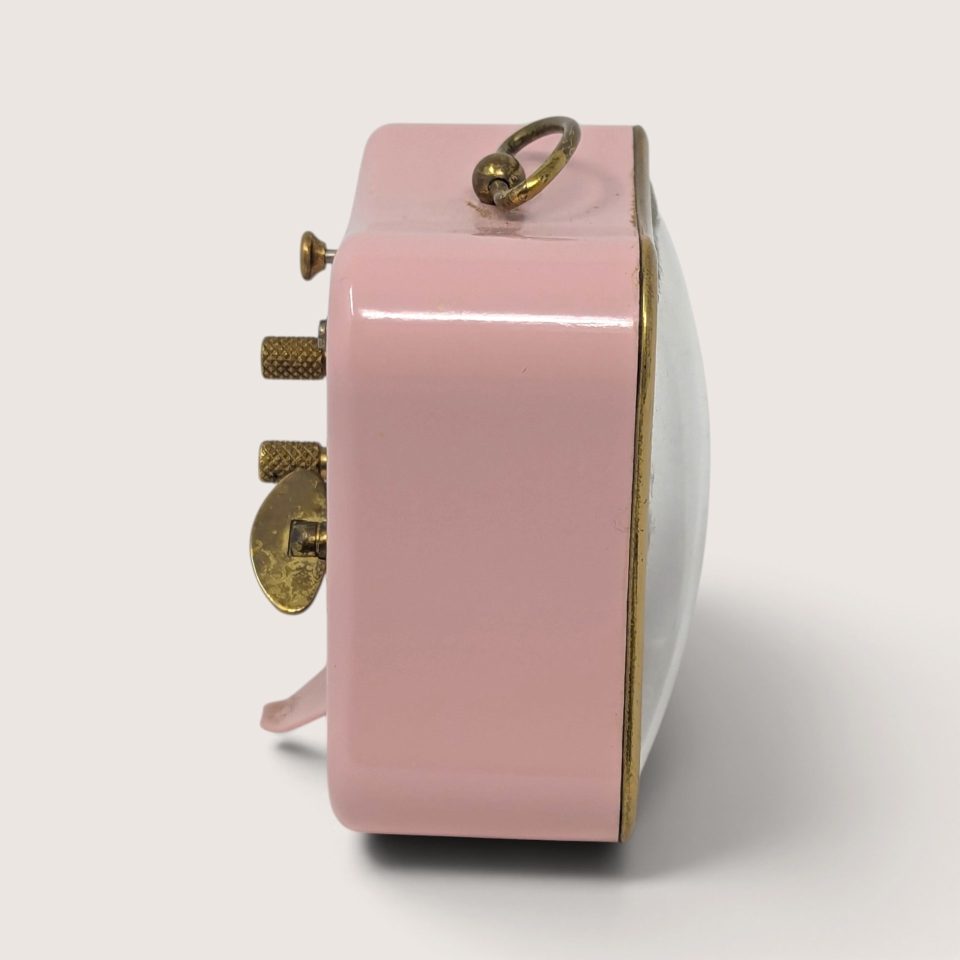 Vintage Westclox La Sallitta Pink Metal Alarm Clock for Parts or Repair