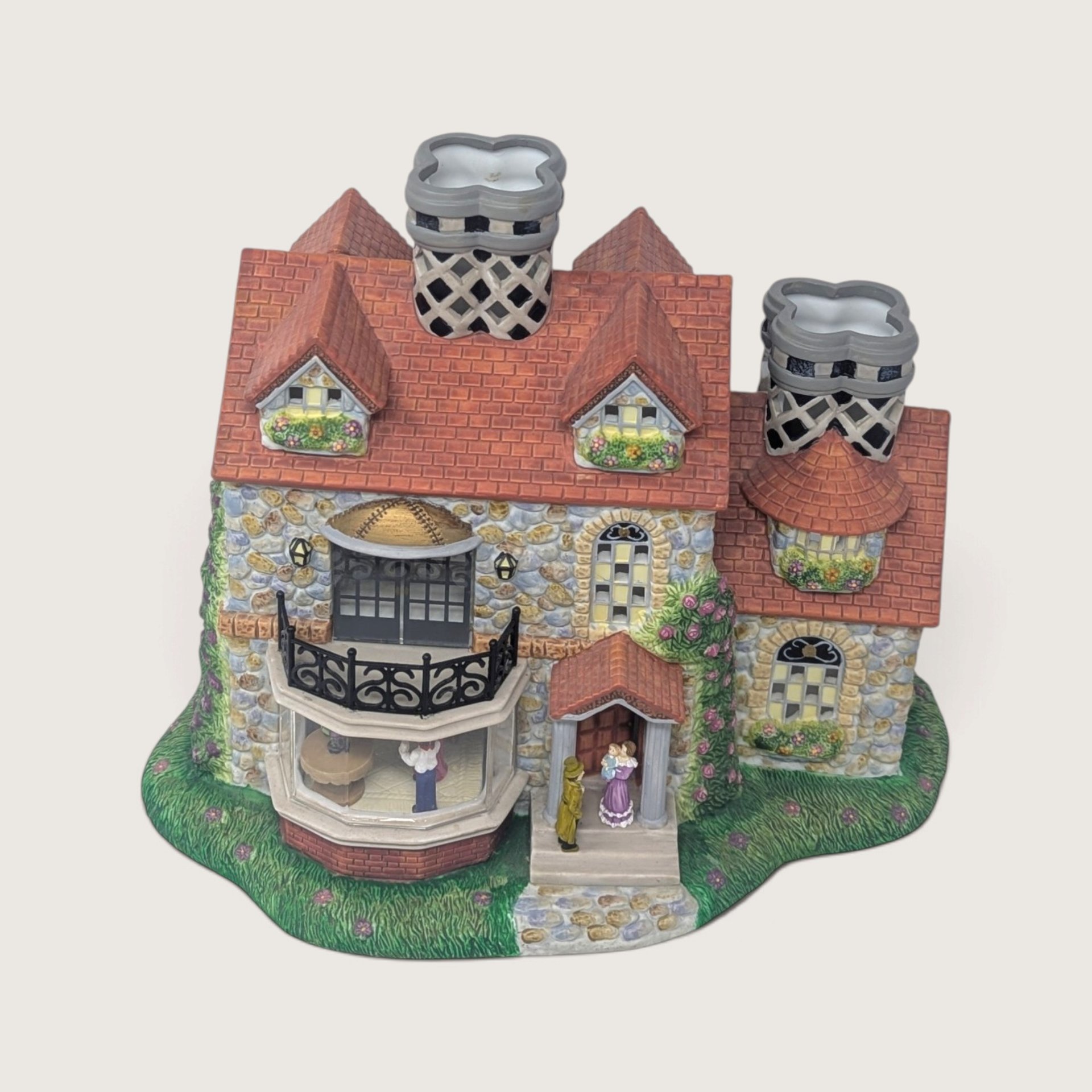 Vintage PartyLite Old World Village #3 Ceramic Tealight House Candle Holder
