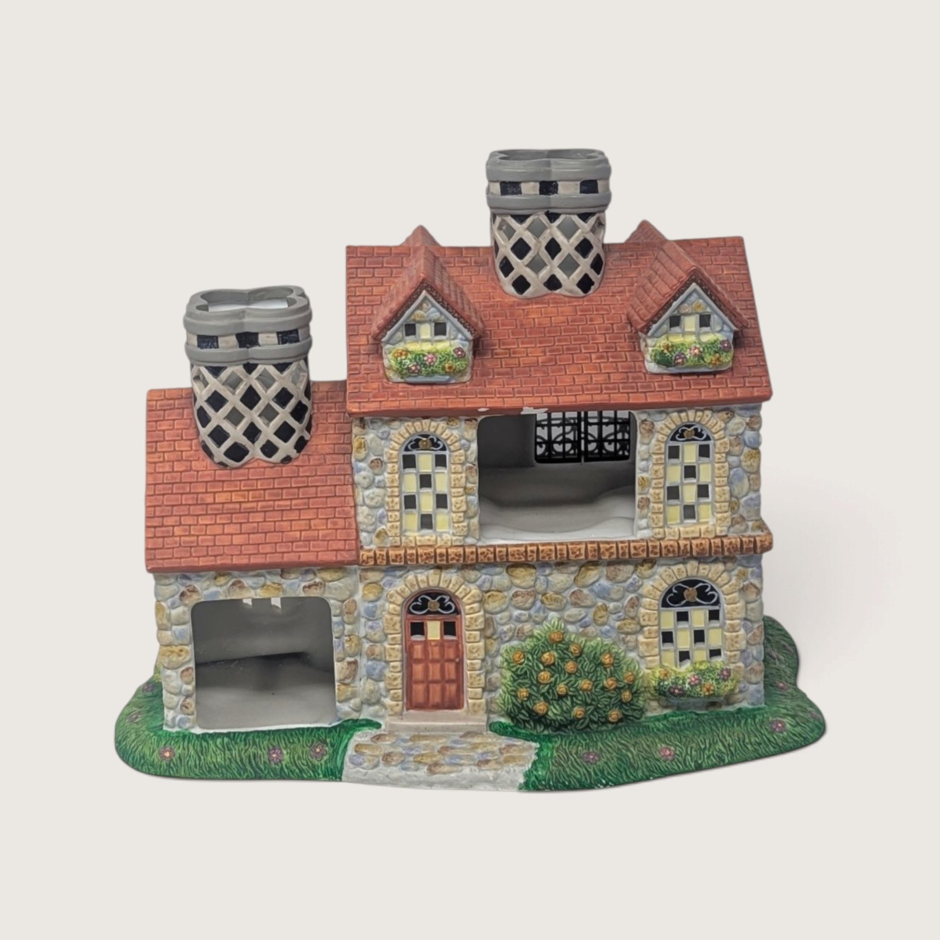 Vintage PartyLite Old World Village #3 Ceramic Tealight House Candle Holder