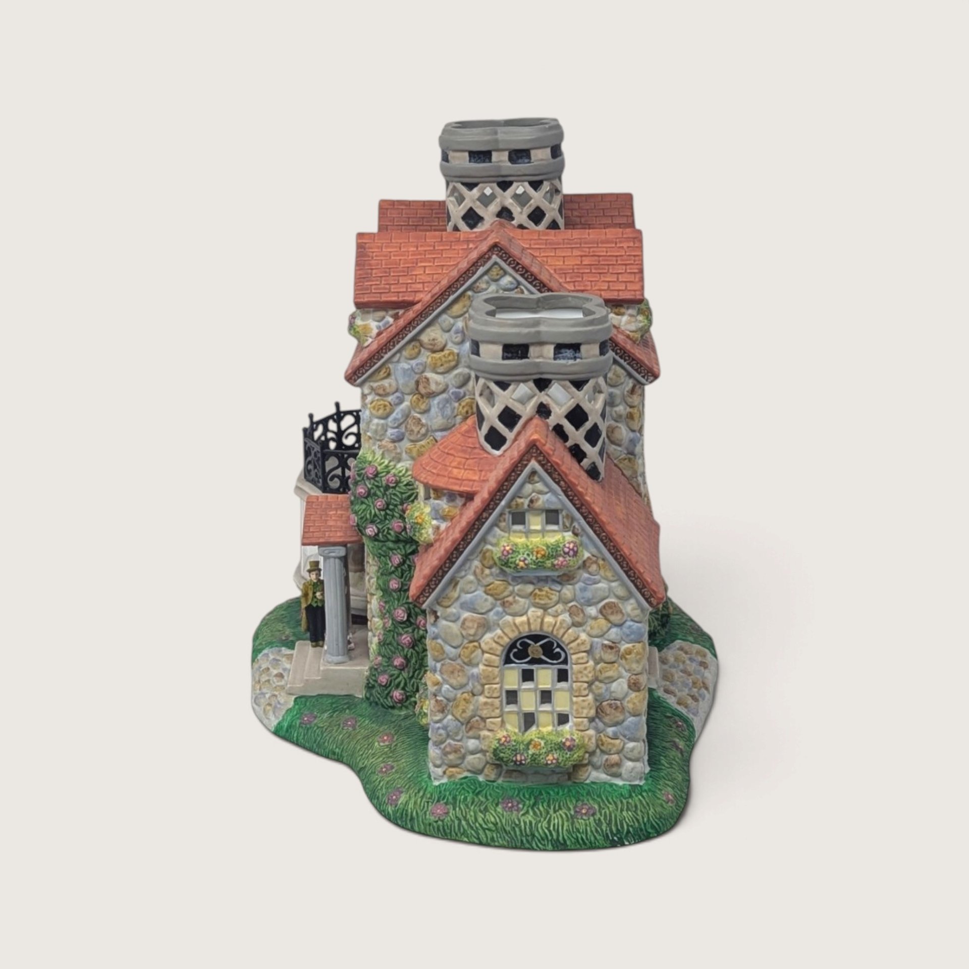 Vintage PartyLite Old World Village #3 Ceramic Tealight House Candle Holder
